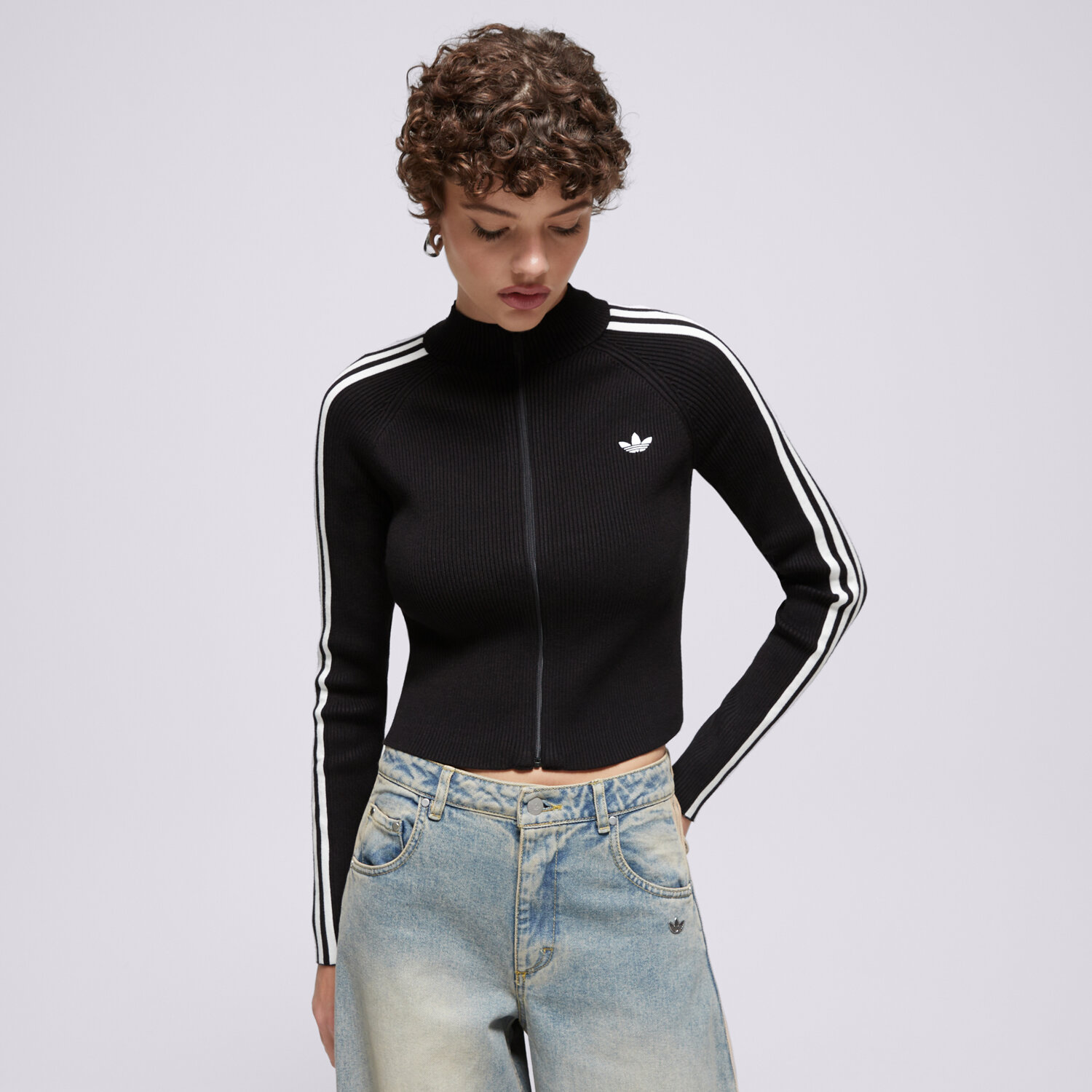 dámská mikina ADIDAS MIKINA ROZEPÍNACÍ SLIM KNIT TT JY2597 ČERNÁ