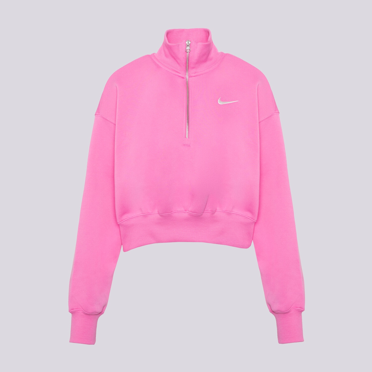dámská mikina NIKE MIKINA ROZEPÍNACÍ W NSW PHNX FLC QZ CROP DQ5767-675 RŮŽOVÁ