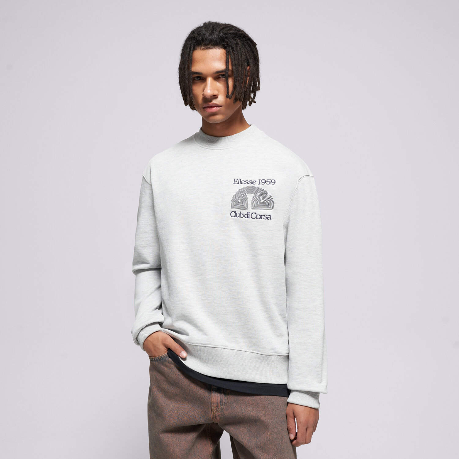 pánská mikina ELLESSE MIKINA CLUB DI CORSA SWEATSHIRT LGREY MRL SHB23149131 ŠEDÁ