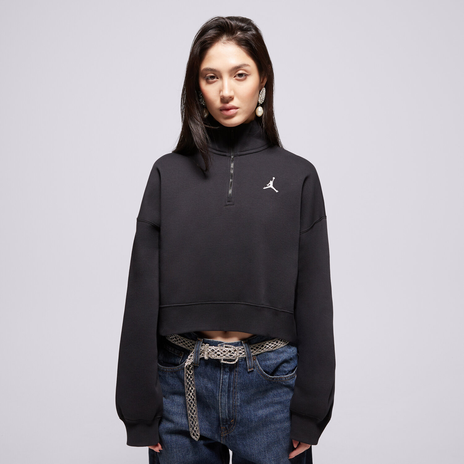 dámská mikina JORDAN MIKINA ROZEPÍNACÍ W J BRK FLC QZ TOP IH2391-010 ČERNÁ