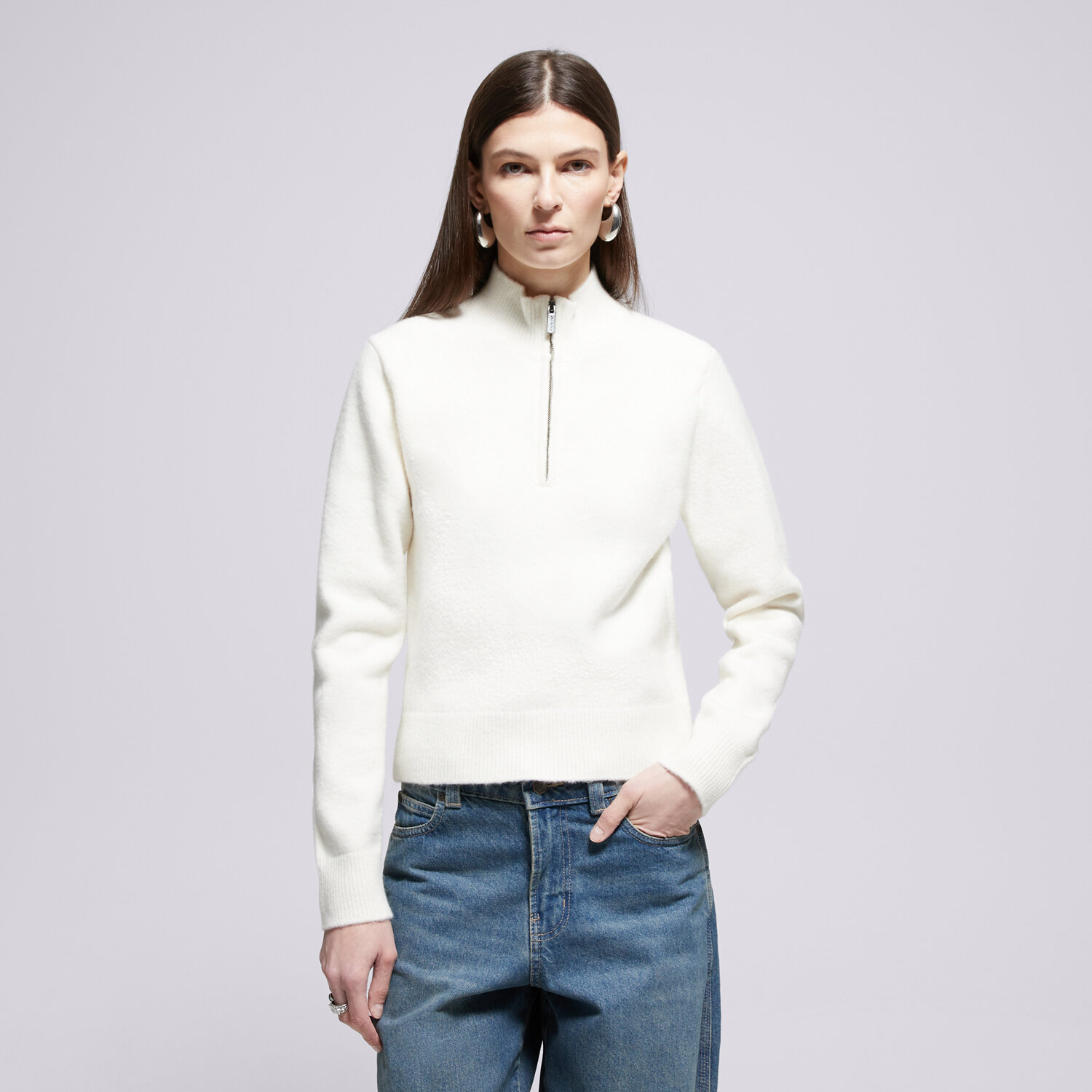 dámská mikina DICKIES SVETR RUSTON QZ SWEATER W DK0A87P1C481 BÉŽOVÁ