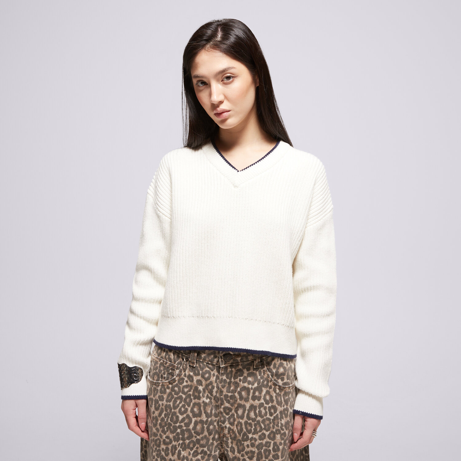 dámská mikina LEVI'S SVETR REESE VNECK SWEATER NEUTRALS 0037O-0003 BÉŽOVÁ