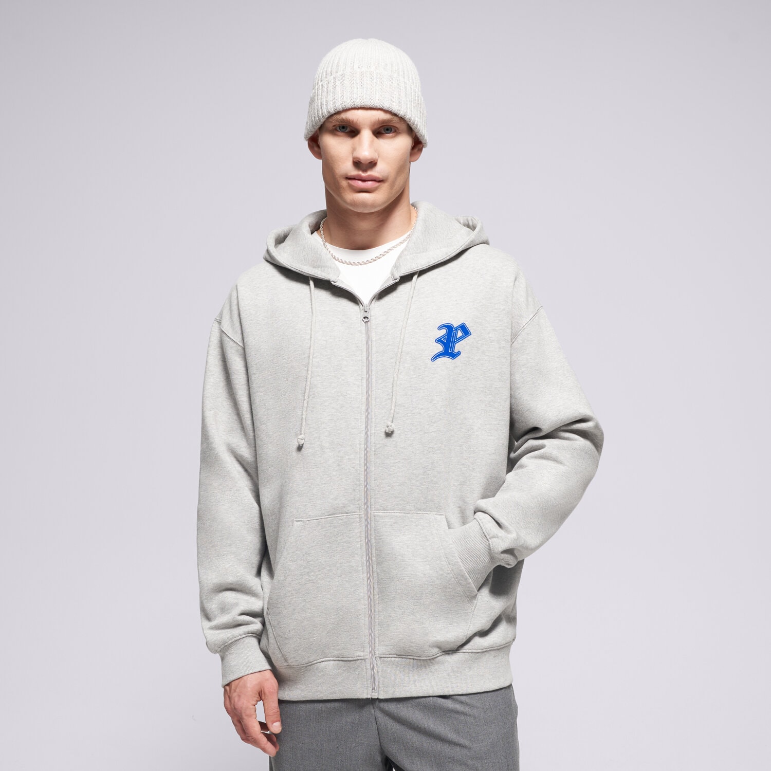 pánská mikina PROSTO MIKINA ROZEPÍNACÍ ZIP HOODIE GHOTIC P GRAY KL252MSWE2121 ŠEDÁ