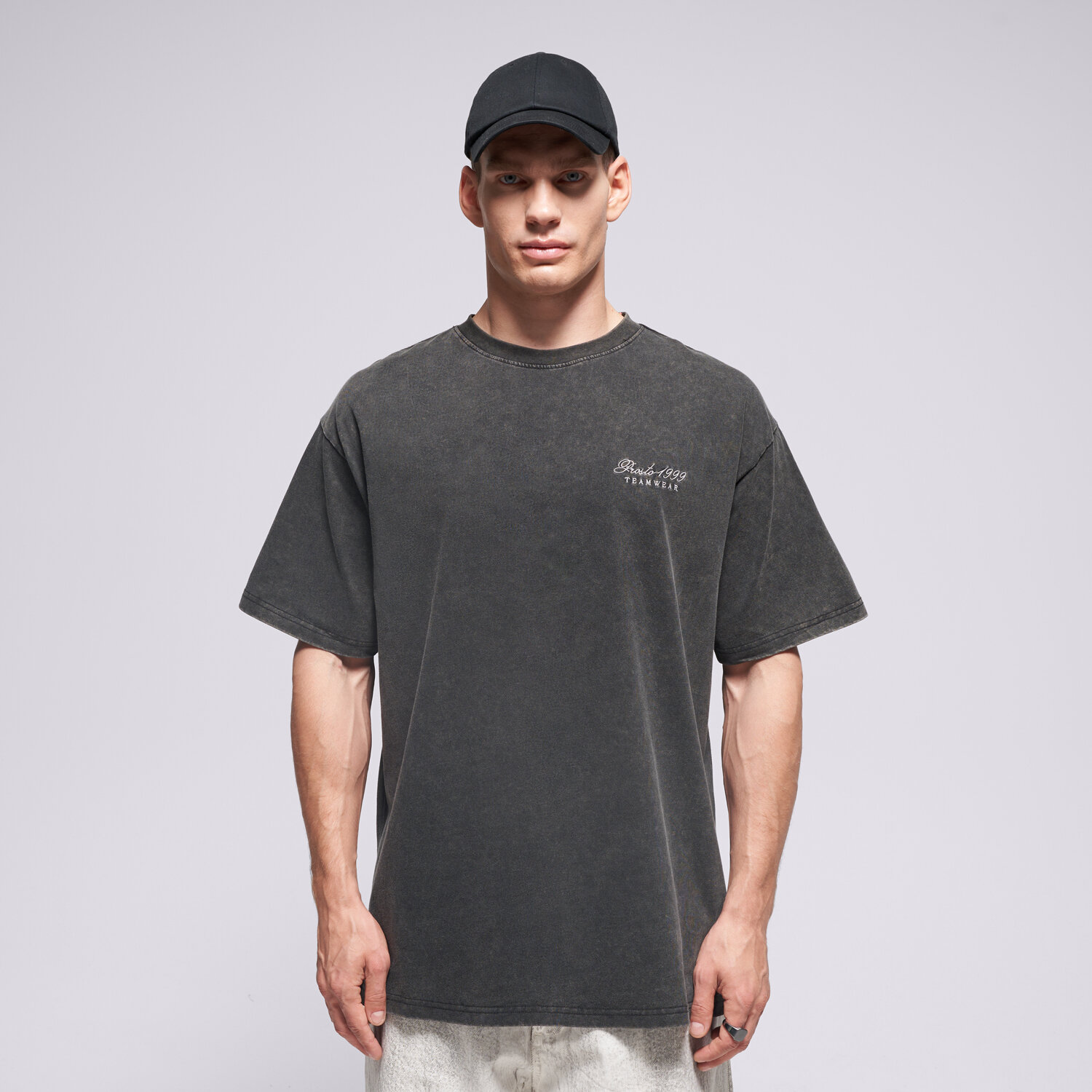 pánské tričko PROSTO TRIČKO ATHLETIC WASHED BLACK KL252MTEE1121 ŠEDÁ