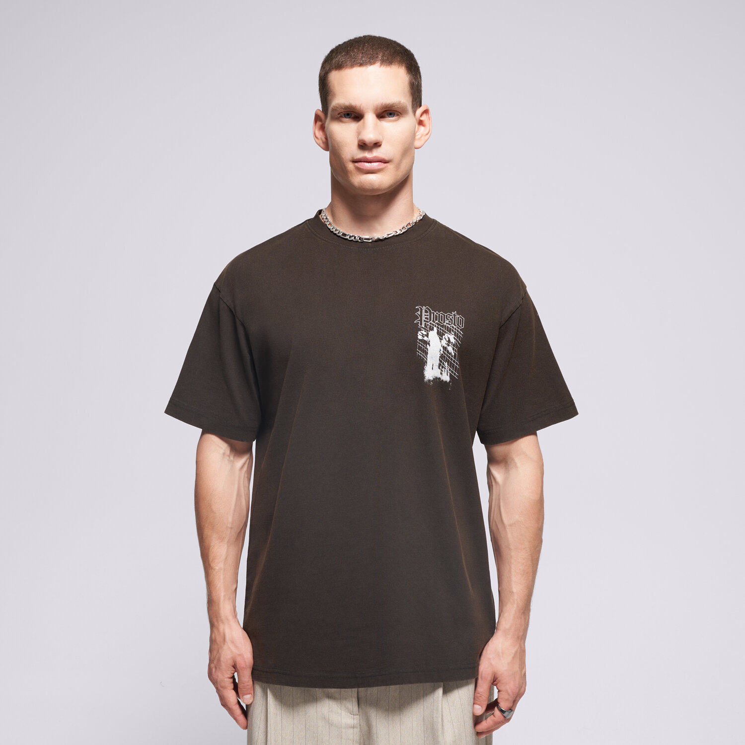 pánské tričko PROSTO TRIČKO SHADOW WASHED BLACK KL252MTEE1081 ŠEDÁ