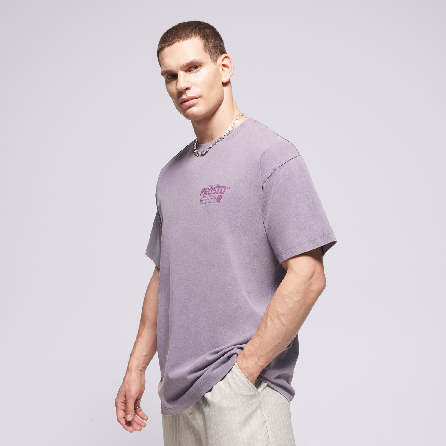 pánské tričko PROSTO TRIČKO FLATHEAD WASHED LAVENDER KL252MTEE1071 FIALOVÁ
