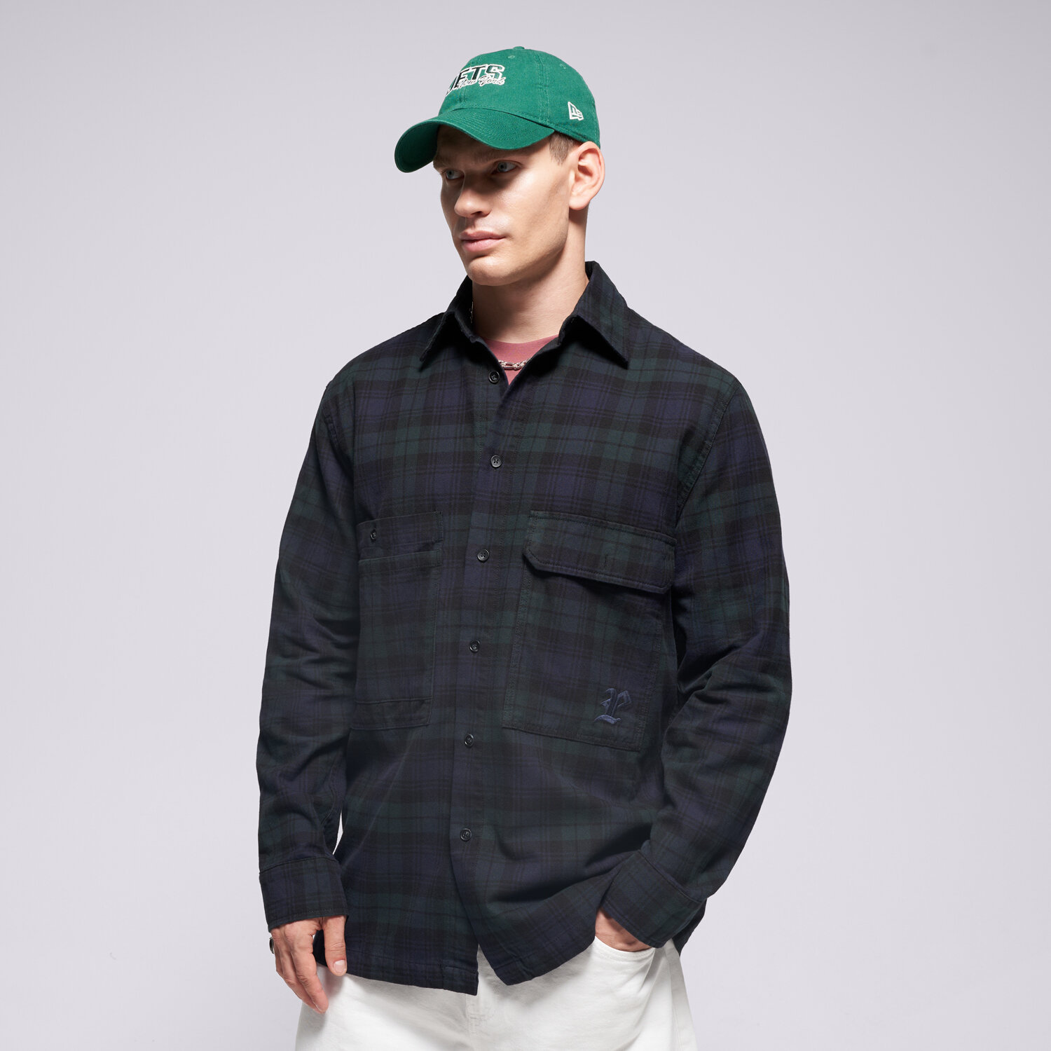 pánská košile PROSTO KOŠILE SHIRT CHECK NAVY KL252MOTH4012 VÍCEBAREVNÁ