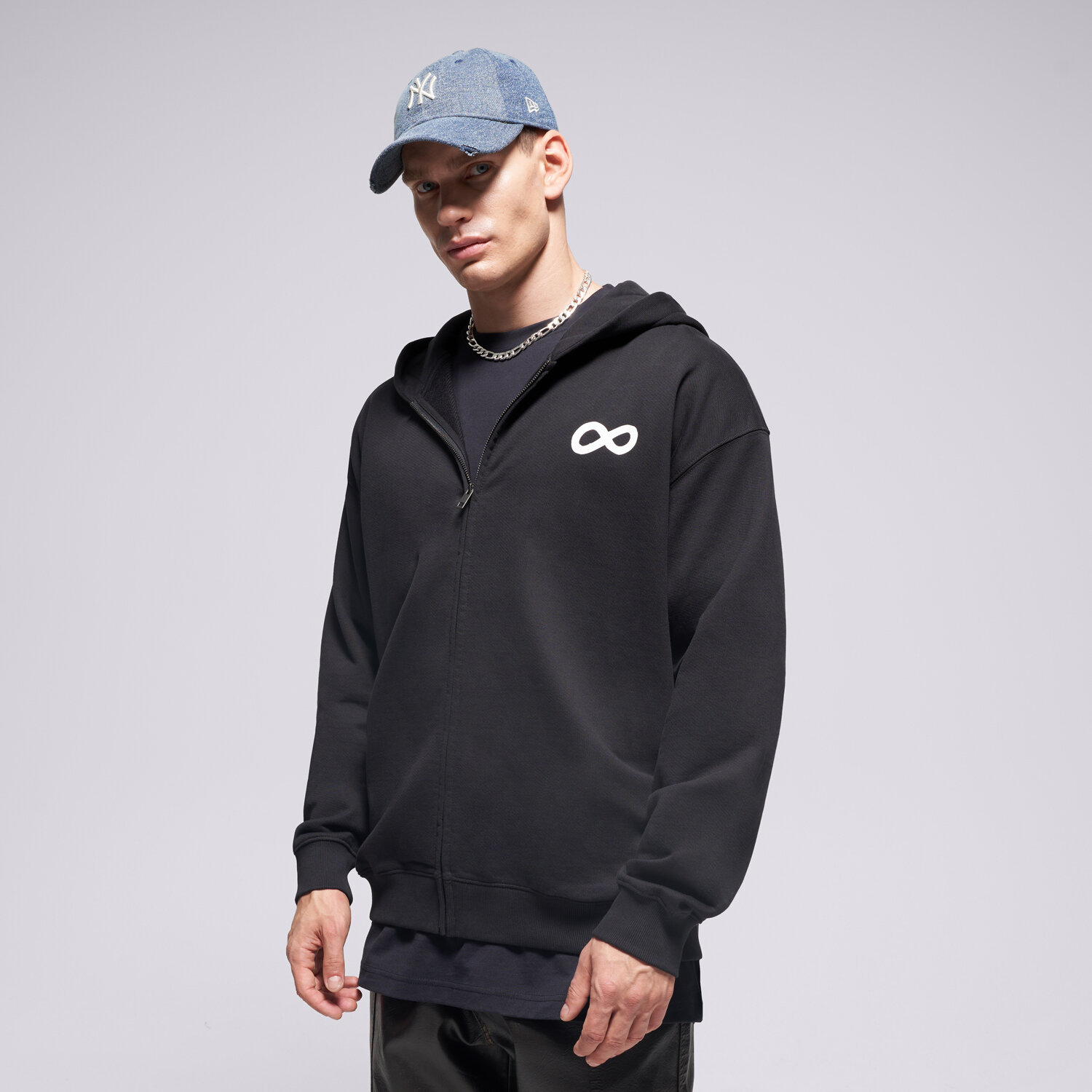 pánská mikina PROSTO MIKINA ROZEPÍNACÍ ZIP HOODIE INFINITY BLACK KL252MSWE2141 ČERNÁ