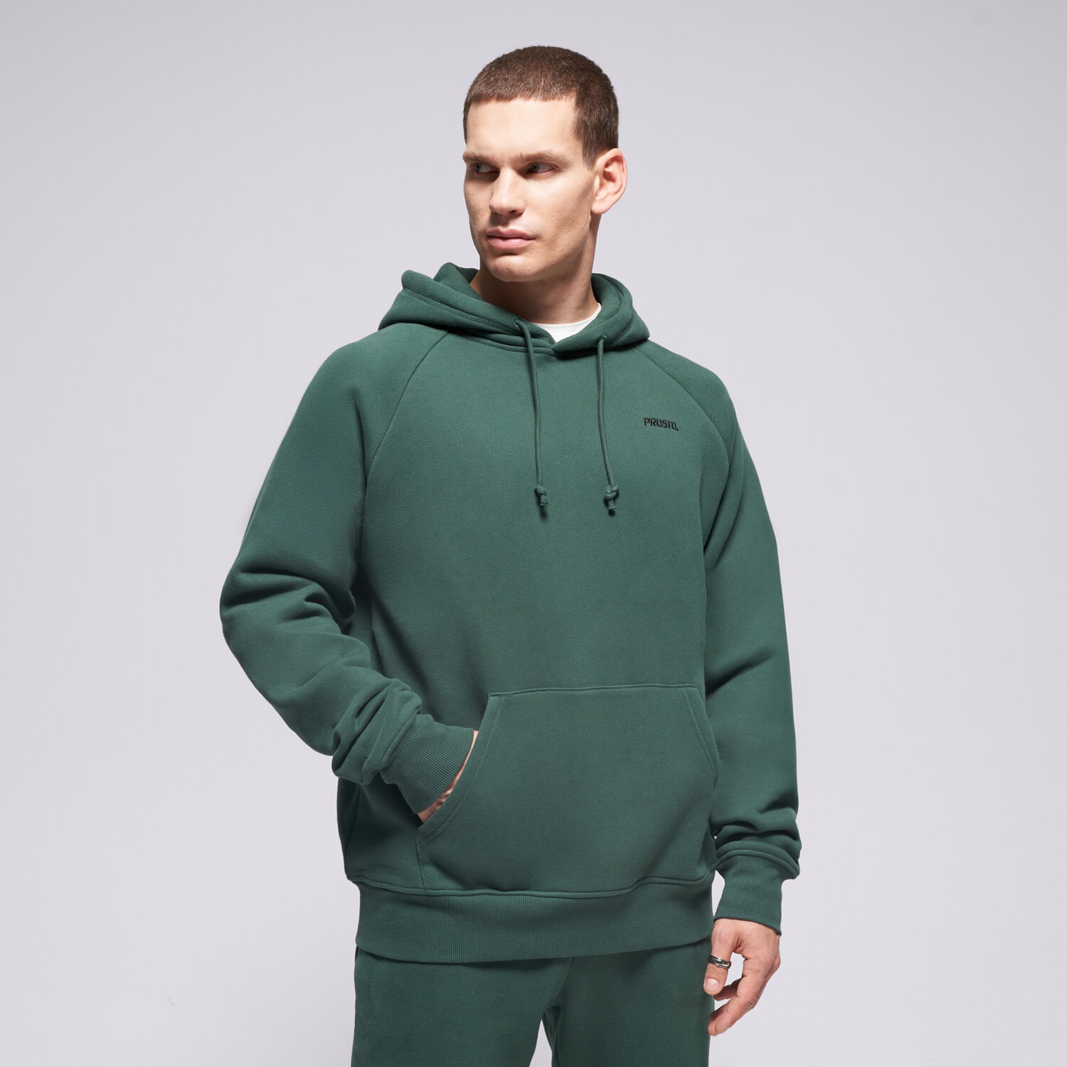pánská mikina PROSTO MIKINA S KAPUCÍ HOODIE SKIZZLE WASHED GREEN KL252MSWE2182 ZELENÁ