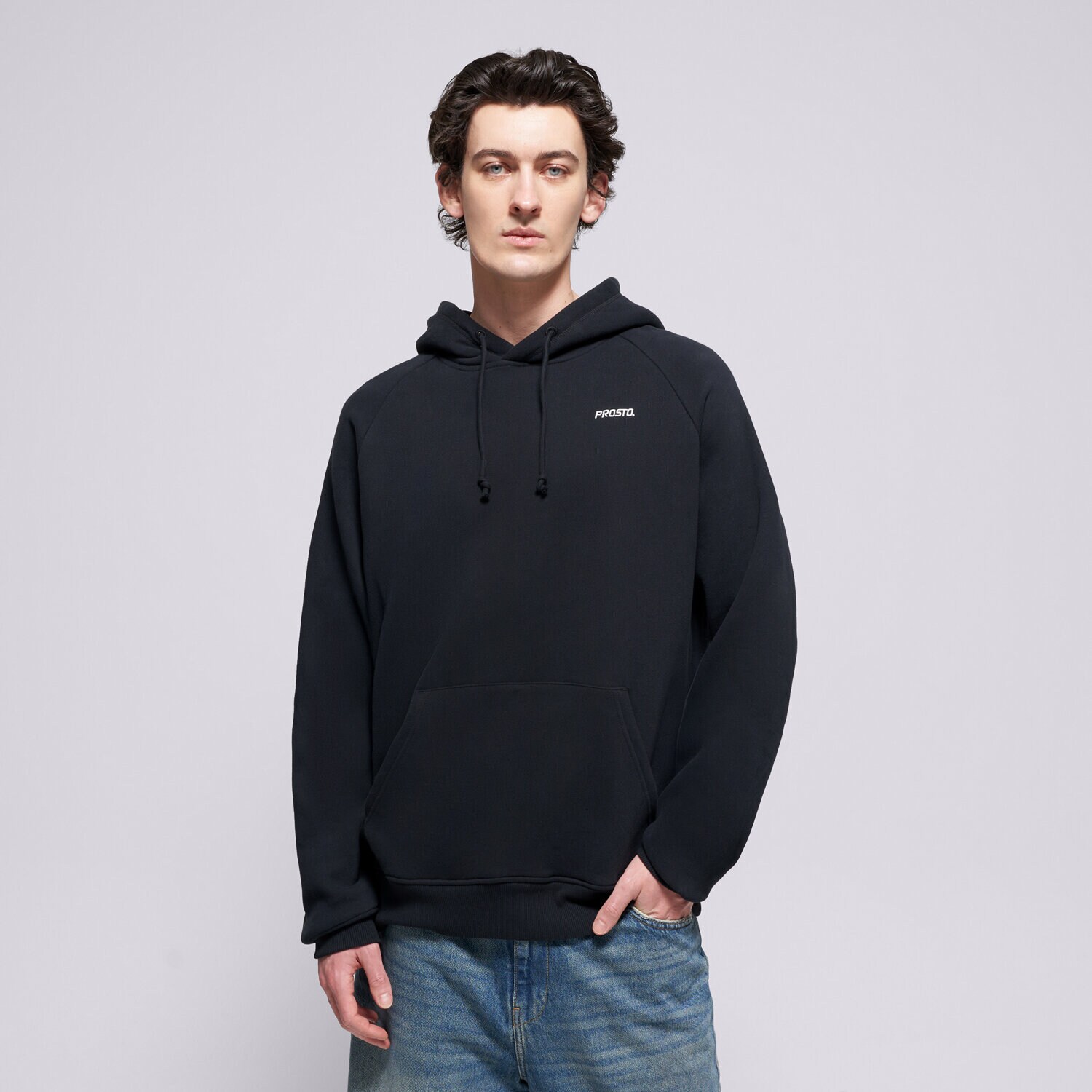 pánská mikina PROSTO MIKINA S KAPUCÍ HOODIE SKIZZLE WASHED BLACK KL252MSWE2181 ČERNÁ