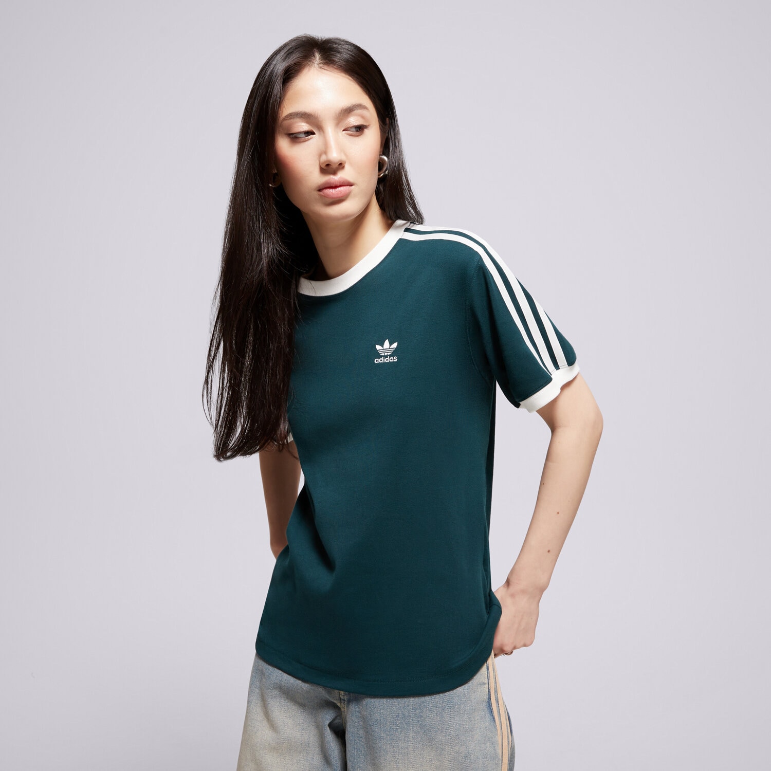 dámské tričko ADIDAS TRIČKO 3 STRIPE TEE JY4855 ZELENÁ
