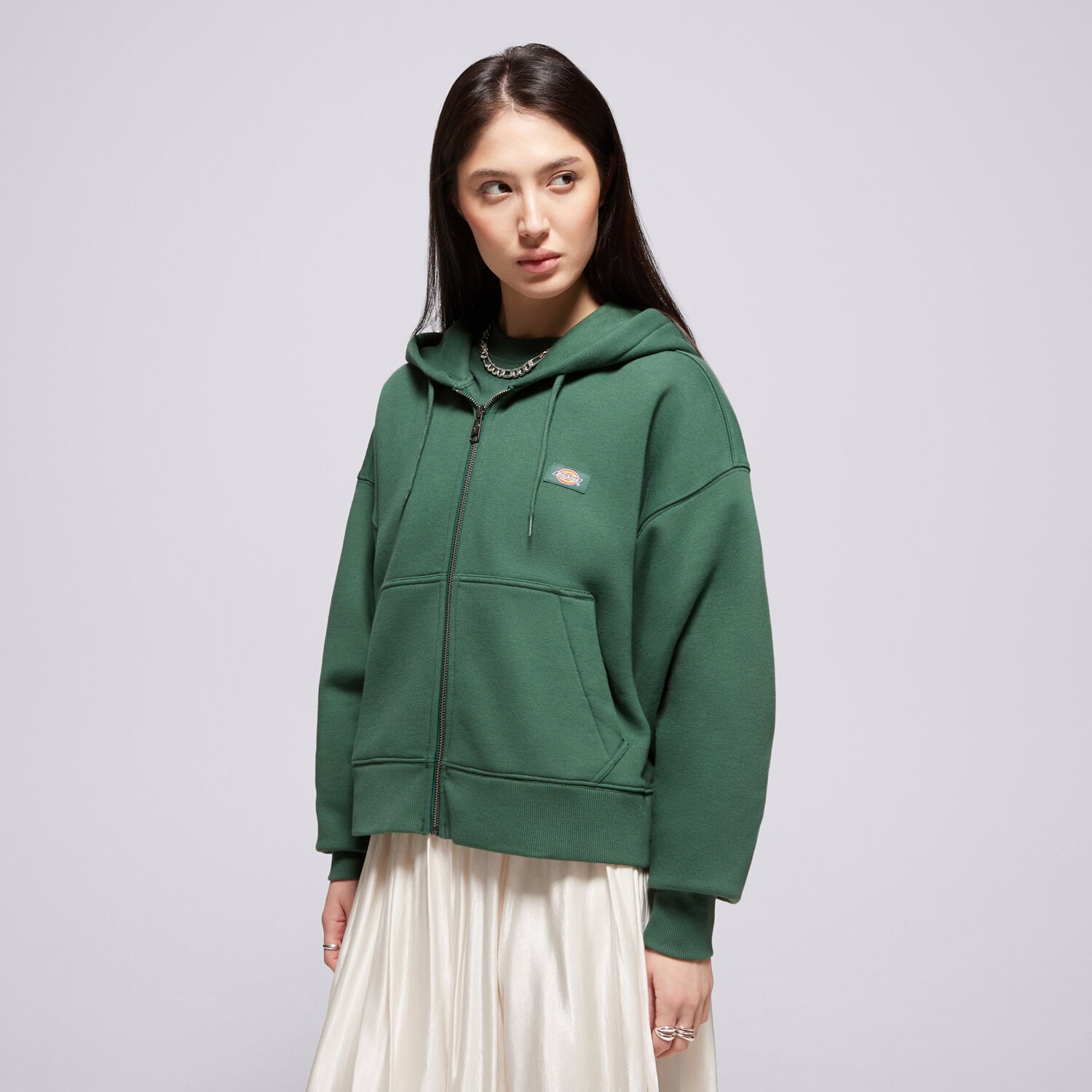 dámská mikina DICKIES  MIKINA ROZEPÍNACÍ OAKPORT ZIP HOODIE DK0A4Y1ZPIN1 ZELENÁ