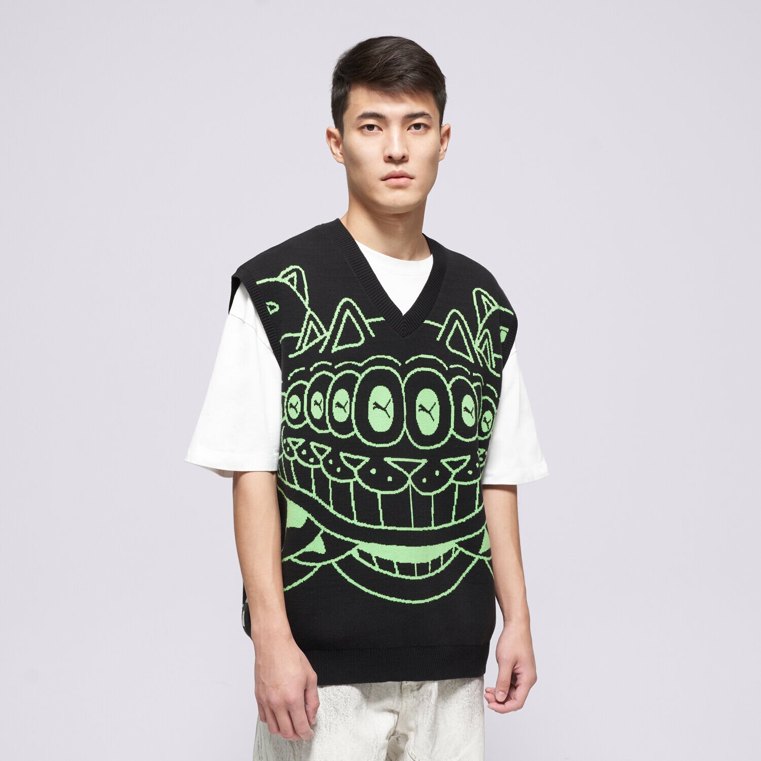 pánská vesta PUMA INNE PUMA X RIPNDIP KNITTED VEST 632415 01 ČERNÁ