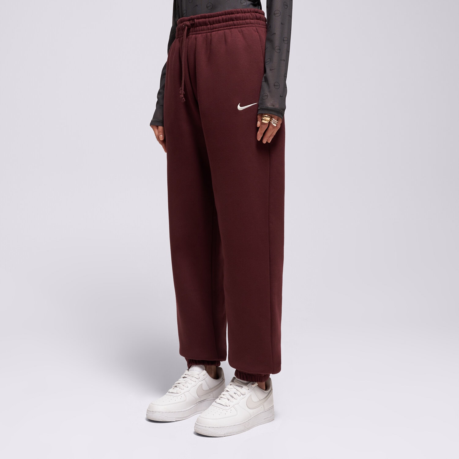 dámské kalhoty NIKE KALHOTY  W NSW PHNX FLC HR OS PANT 2 FZ5996-653 BORDOVÁ