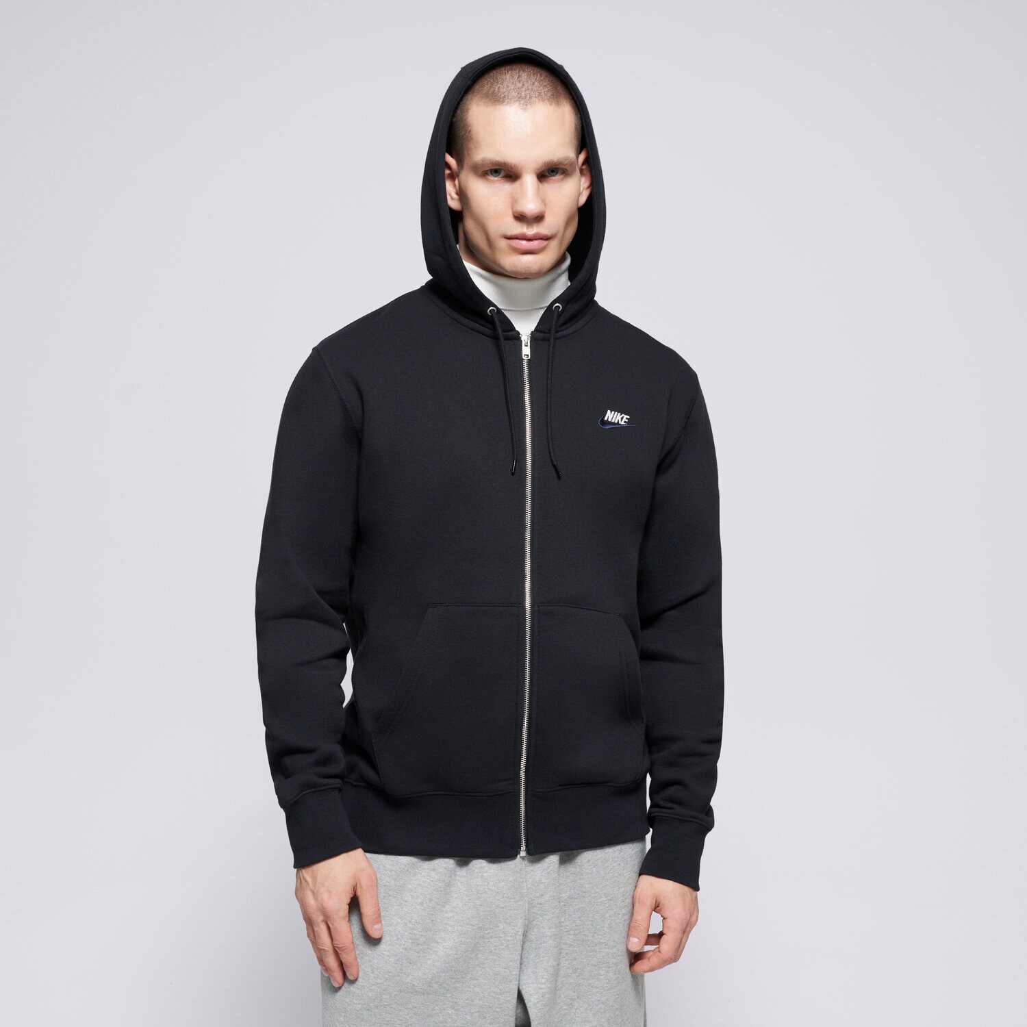 pánská mikina NIKE MIKINA ROZEPÍNACÍ S KAPUCÍ   M NSW CLUB DT HDFZ IH4297-010 ČERNÁ