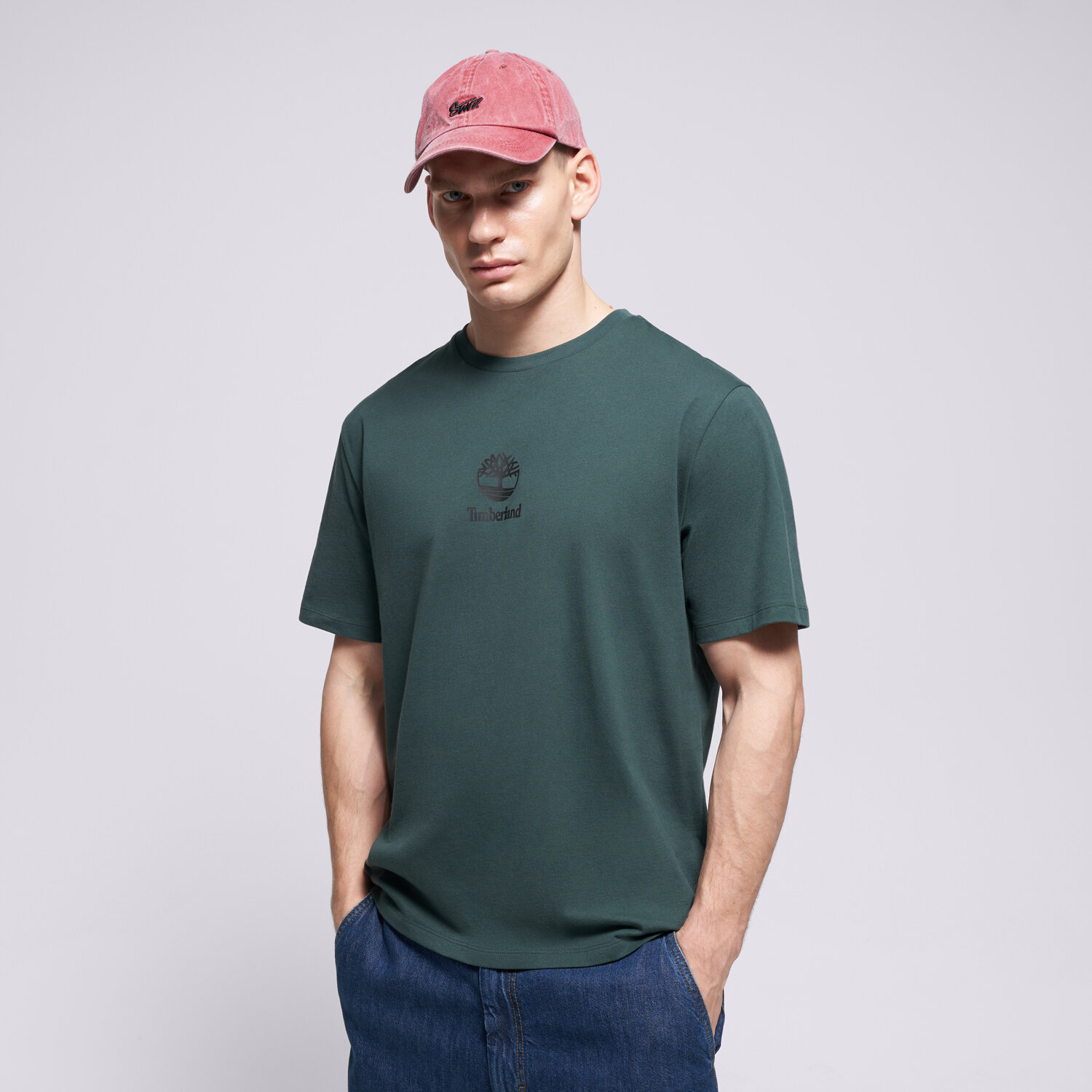 pánské tričko TIMBERLAND TRIČKO NEW SMALL LOGO PRINT SS TEE GREEN GABLES B TB0A6WWTA0M1 ZELENÁ