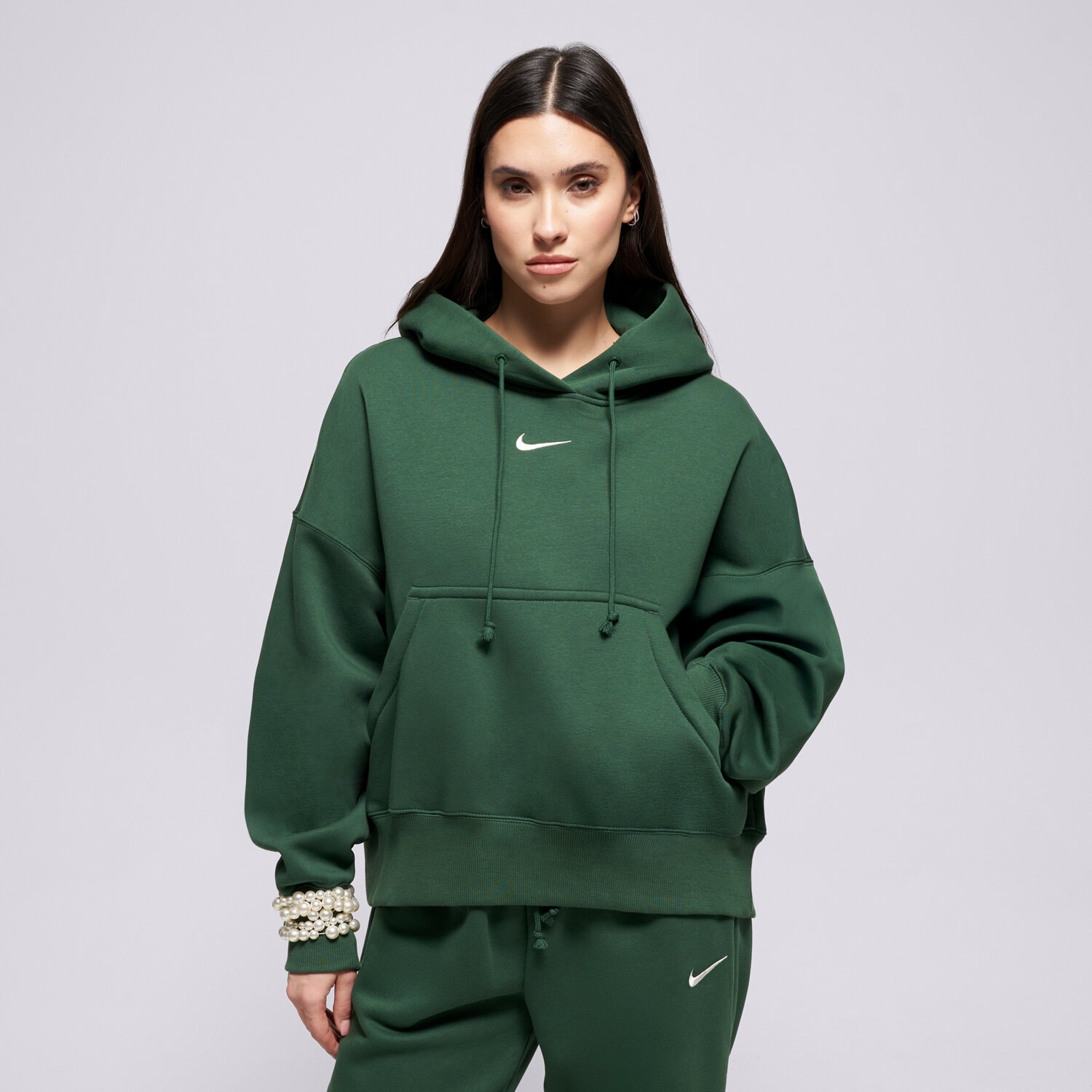 dámská mikina NIKE MIKINA S KAPUCÍ PHNX FLC OOS HOODIE W NSW DQ5858-323 ZELENÁ