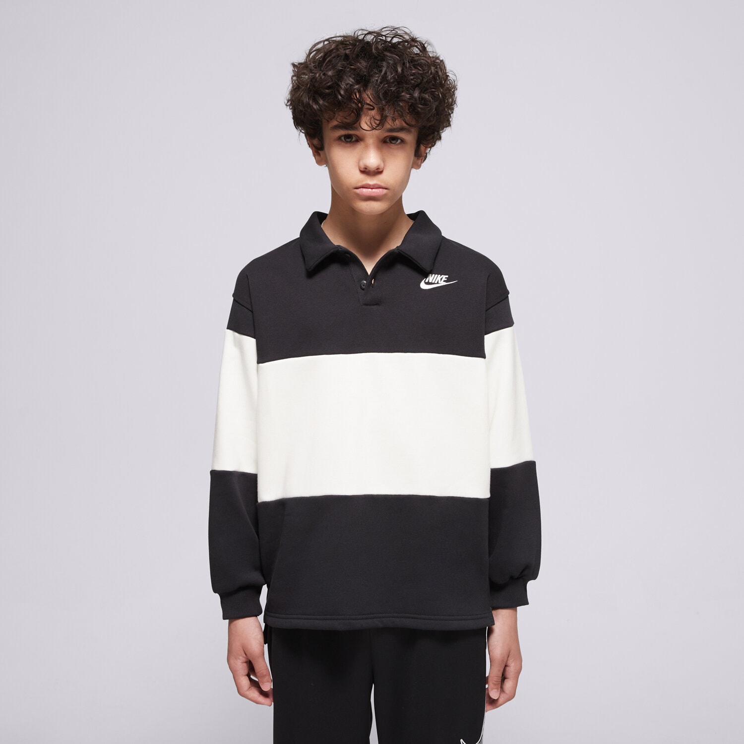 dětská mikina NIKE MIKINA CLUB RUBGY FT LBR BOY IF2298-010 ČERNÁ