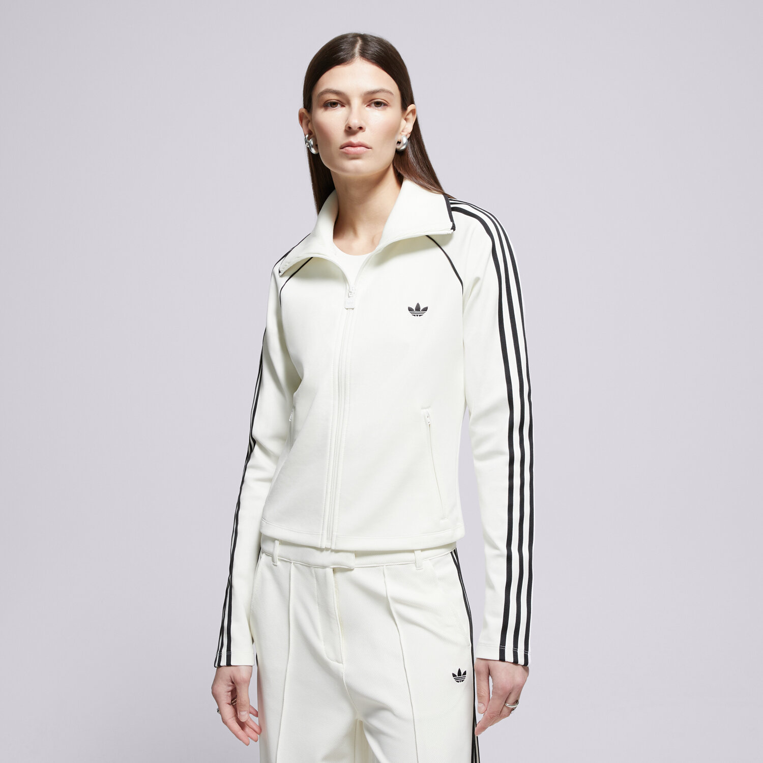 dámská mikina ADIDAS MIKINA ROZEPÍNACÍ SLIM TT KD2965 Krémová