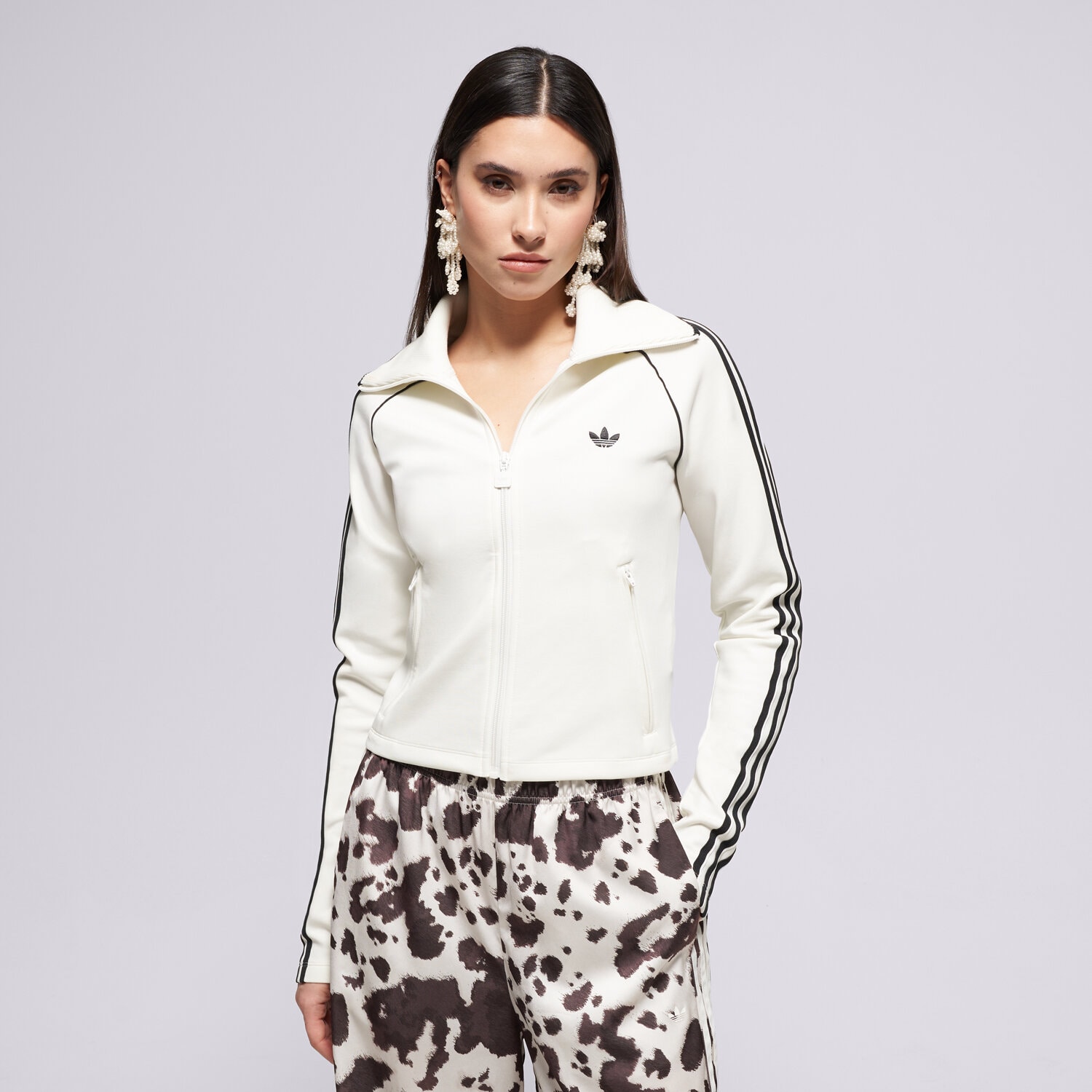 dámská mikina ADIDAS MIKINA ROZEPÍNACÍ SLIM TT KD2965 Krémová