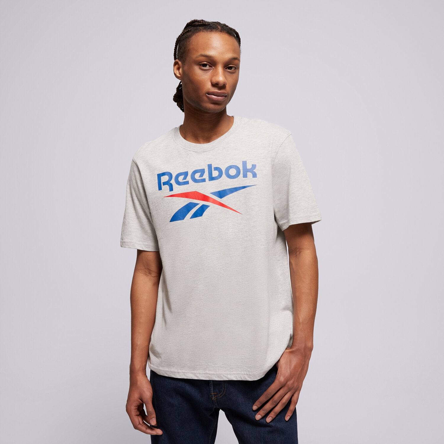 pánské tričko REEBOK TRIČKO BRUNO BIG LOGO CREW NECK SS TEE 100240886 ŠEDÁ