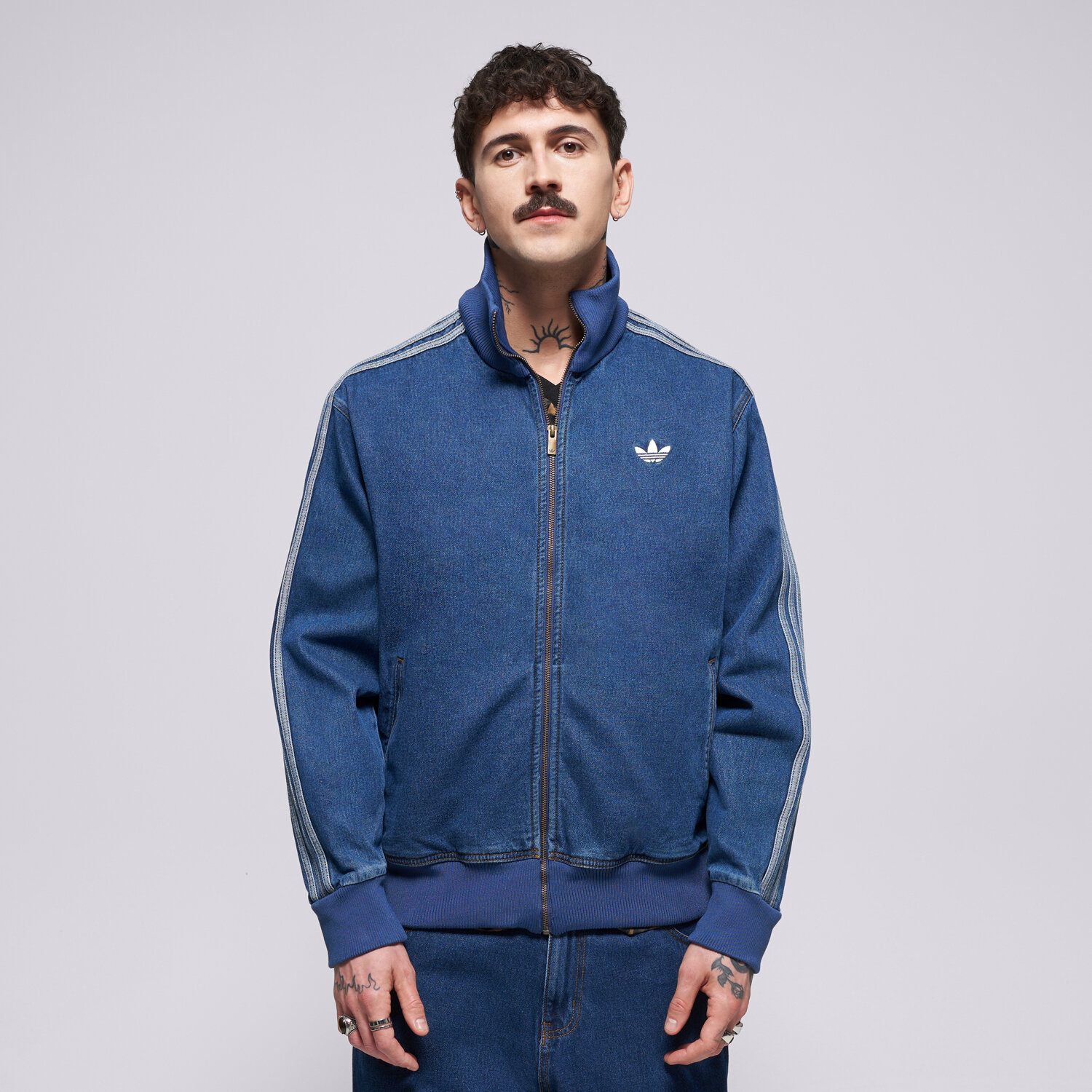 pánská mikina ADIDAS MIKINA ROZEPÍNACÍ DENIM FB TT KD1517 MODRÁ