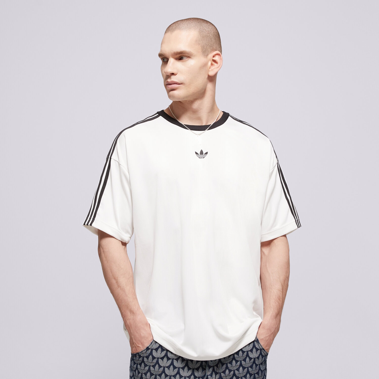 pánské tričko ADIDAS TRIČKO JACQUARD JERSEY KD5829 BÍLÁ