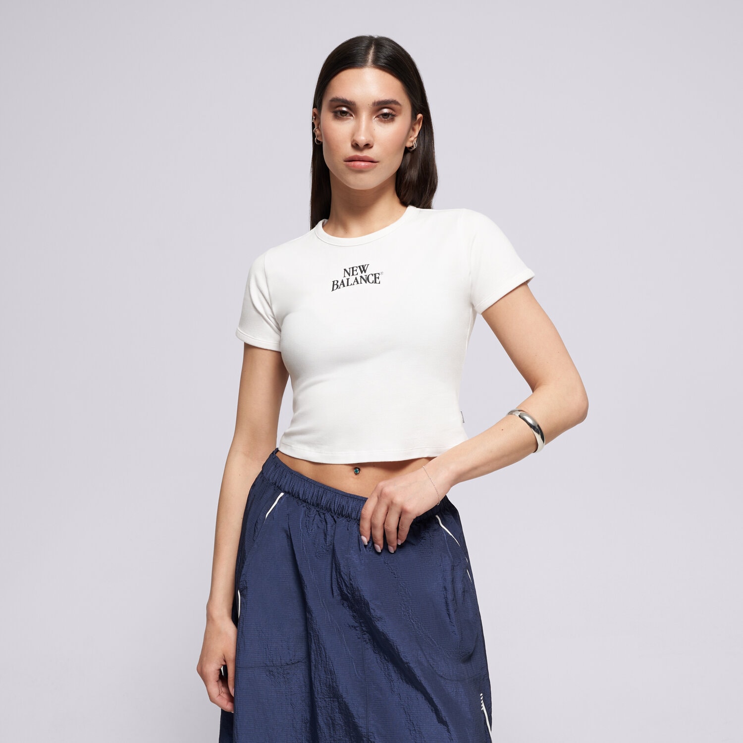 dámské tričko NEW BALANCE TRIČKO LINEAR HERITAGE RINGER TRIČKO WT61Y33QWT BÍLÁ