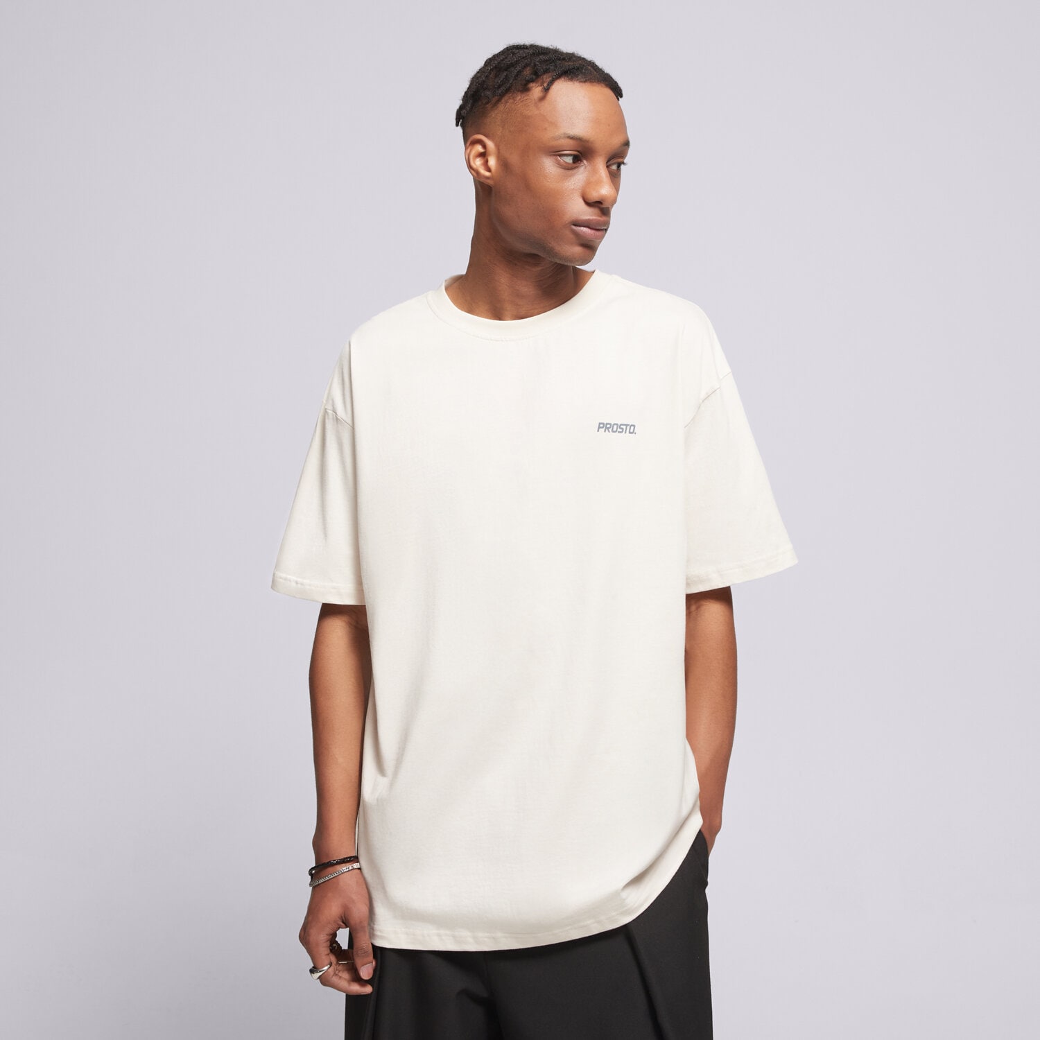 pánské tričko PROSTO TRIČKO BLAC OFF WHITE KL262MTEE1021 BÍLÁ