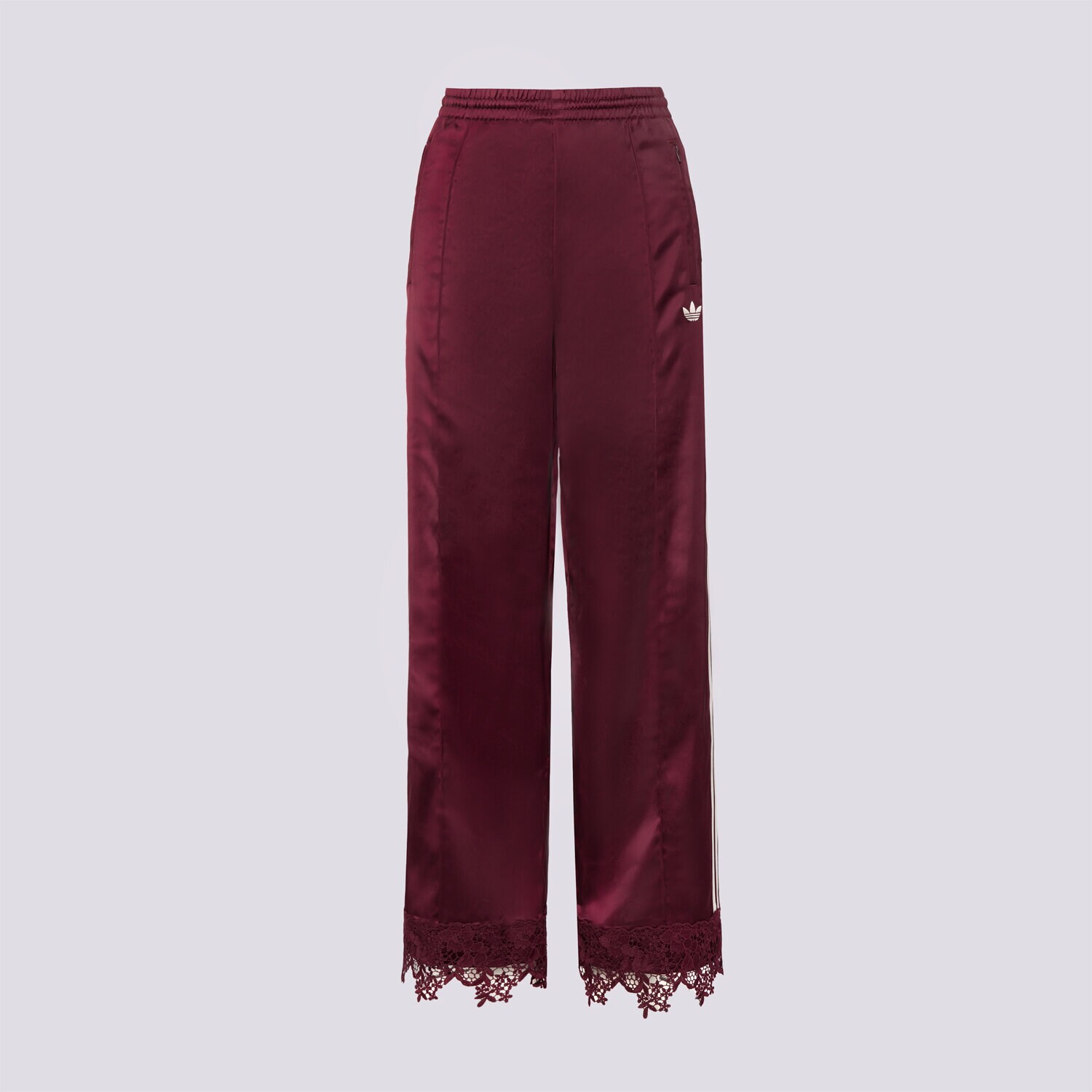 dámské kalhoty ADIDAS KALHOTY  SATIN LACE TRACK PANTS LOOSE FIREBIRD LD1807 BORDOVÁ