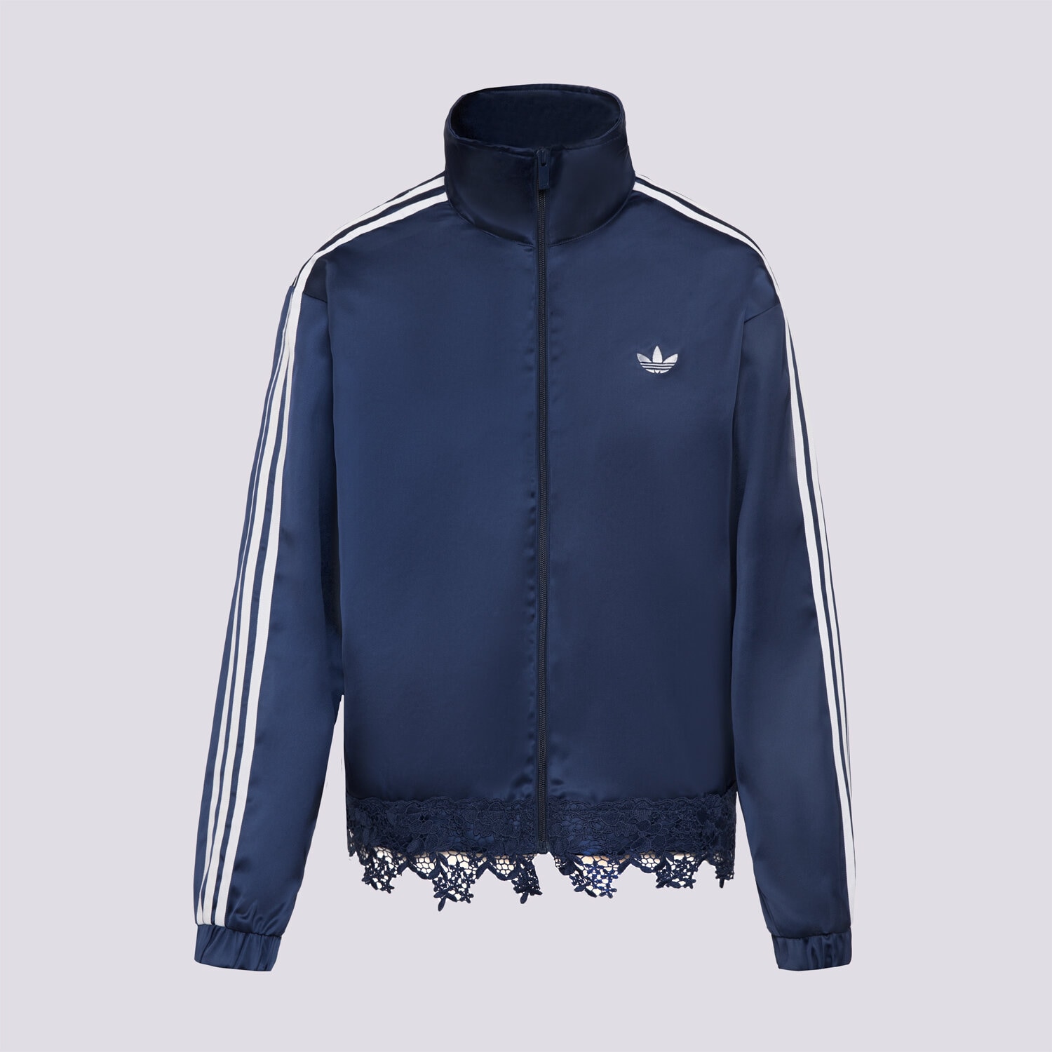 dámská mikina ADIDAS MIKINA ROZEPÍNACÍ SATIN   LACE TRACK TOP LOOSE FIREBI LD1803 TMAVOMODRÁ