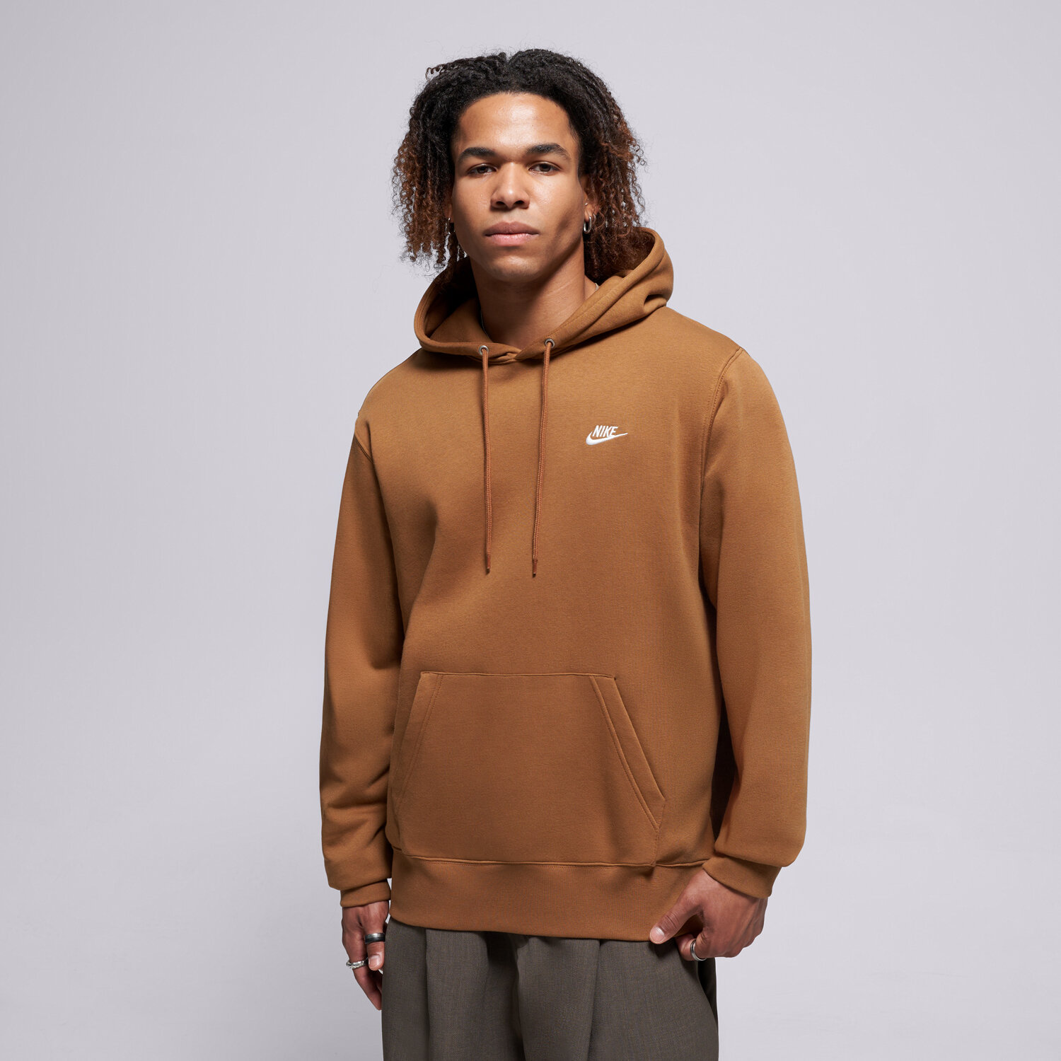 pánská mikina NIKE MIKINA S KAPUCÍ M NK CLUB BB PO HOODIE FN3859-270 HNĚDÁ