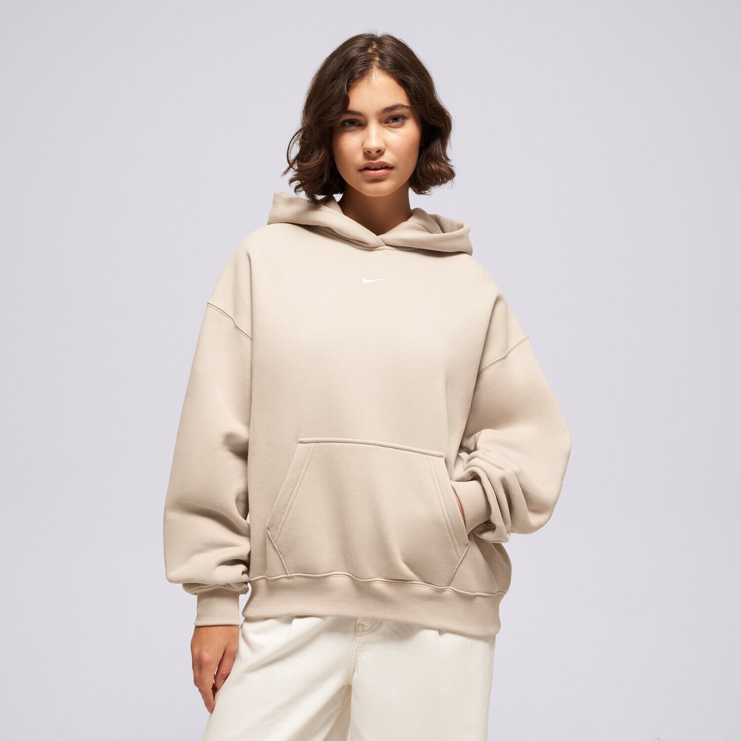 dámská mikina NIKE MIKINA S KAPUCÍ W NK STUDIO FLC MW OS IM8502-236 BÉŽOVÁ