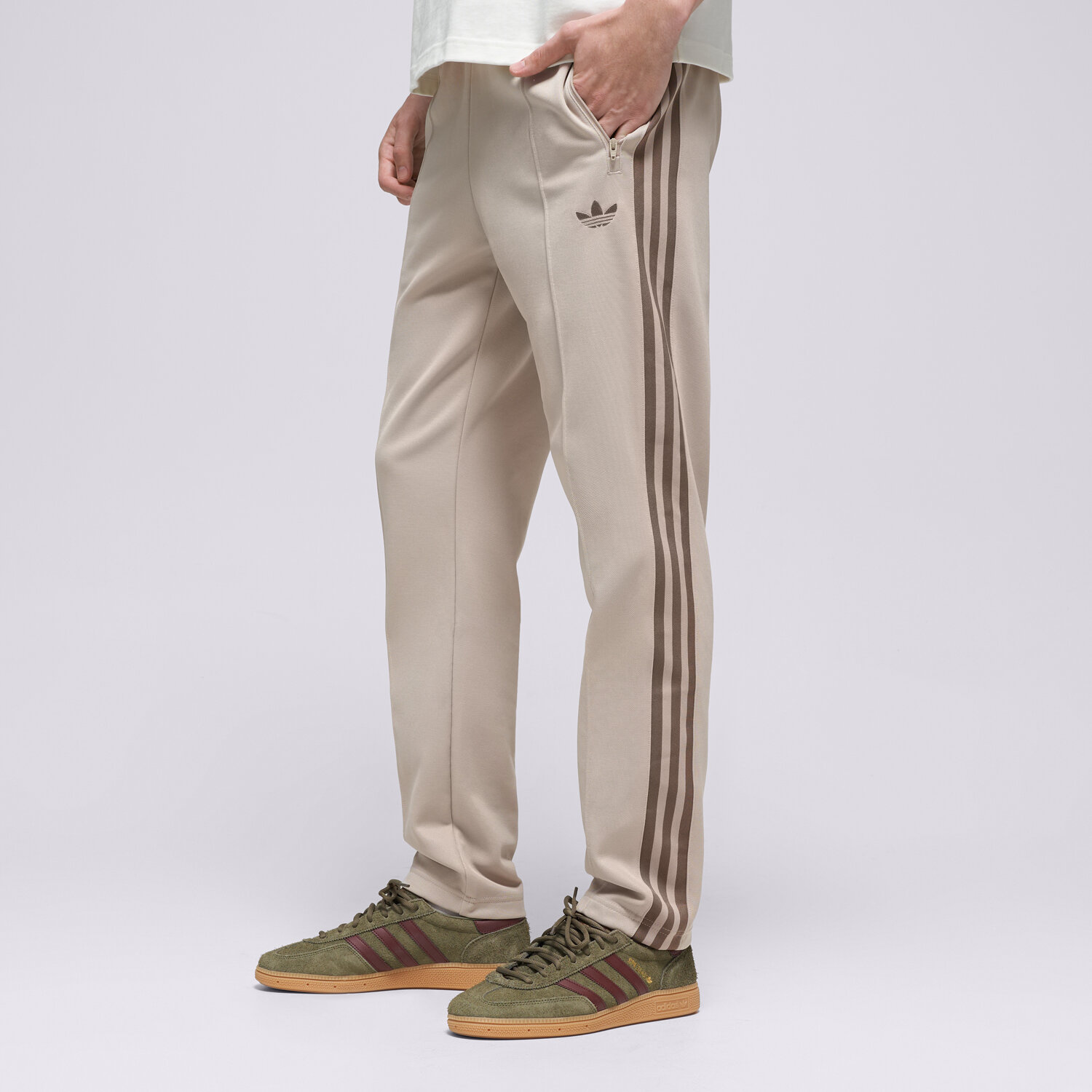 pánské kalhoty ADIDAS KALHOTY  BECKENBAUER TP KT5050 BÉŽOVÁ