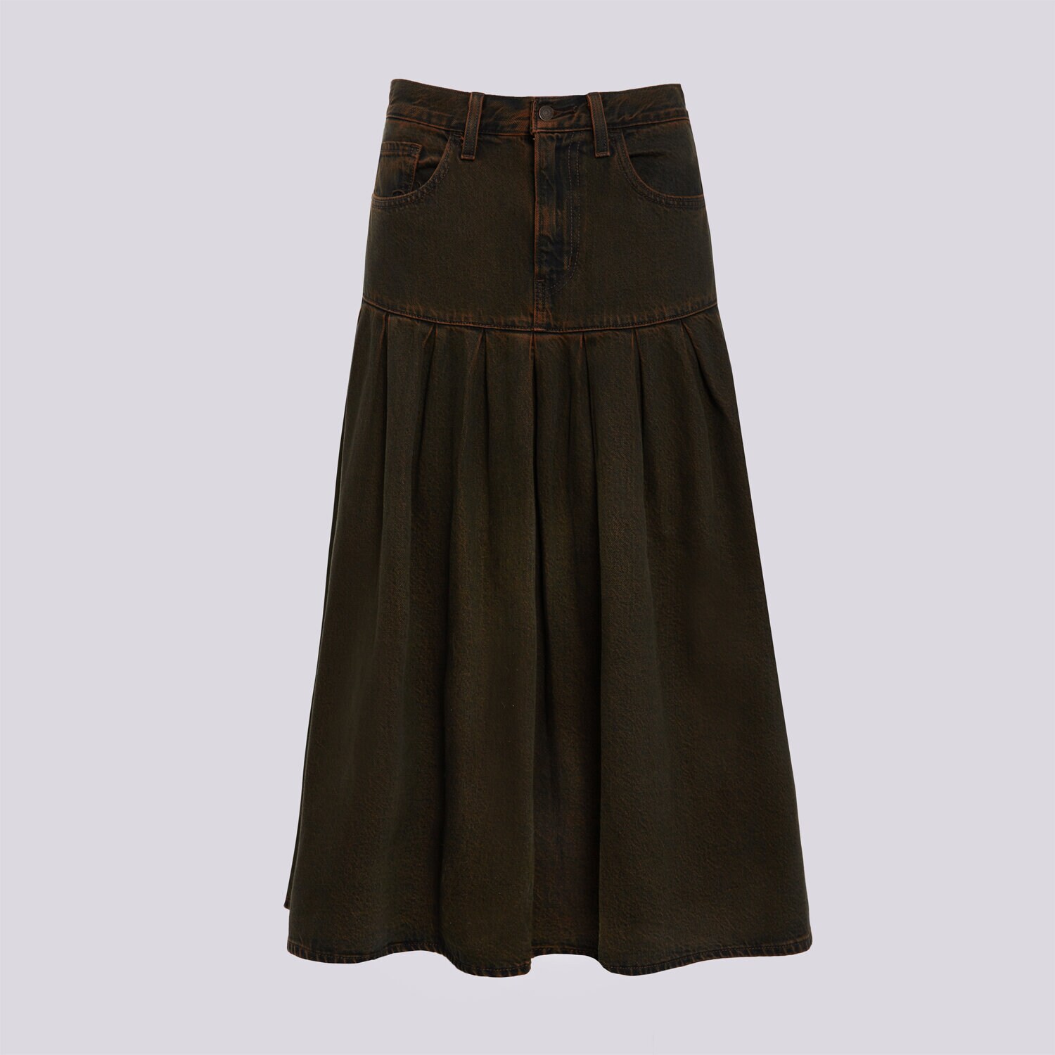 dámská sukně LEVI'S SUKNĚ YOKED PLEATED SKIRT 0089T-0001 HNĚDÁ