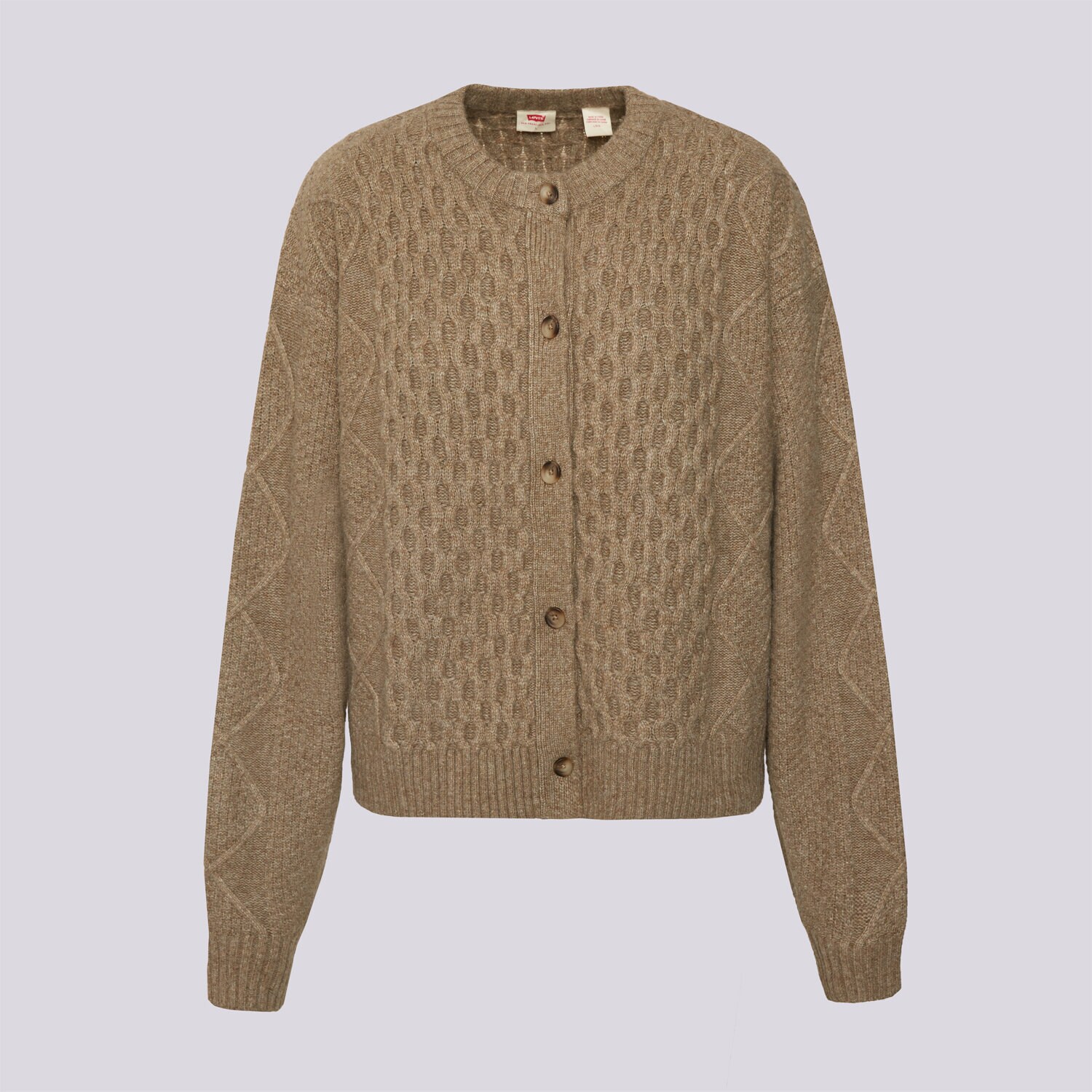 dámská mikina LEVI'S SVETR CHARLOTTE CREWNECK CARDIGAN 007VG-0004 HNĚDÁ