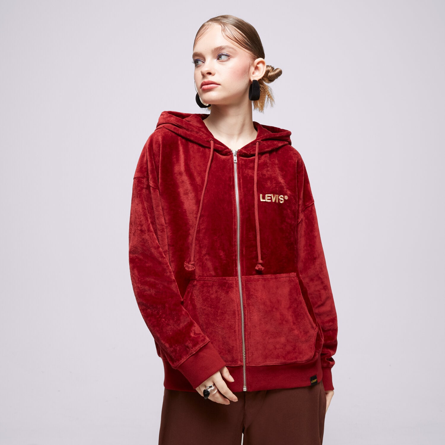 dámská mikina LEVI'S MIKINA S KAPUCÍ GRAPHIC LIAM HOODIE REDS A50050006 BORDOVÁ