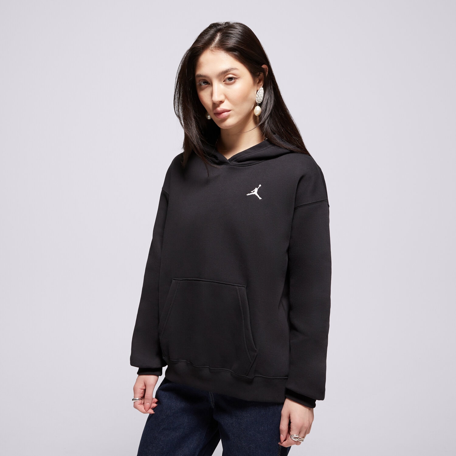 dámská mikina MIKINA S KAPUCÍ W JORDAN BRKLN FLC PO 24 FV7071-010 ČERNÁ