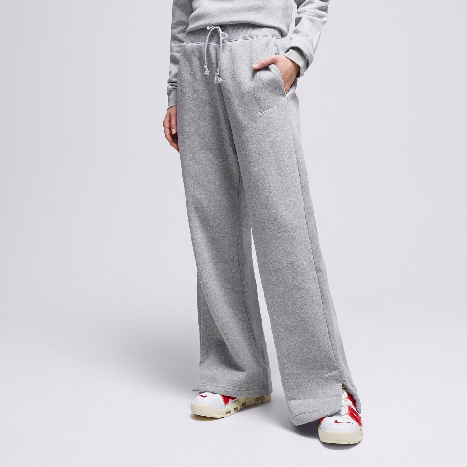 dámské kalhoty NIKE KALHOTY  W NSW PHNX FLC HR PANT WIDE DQ5615-063 ŠEDÁ