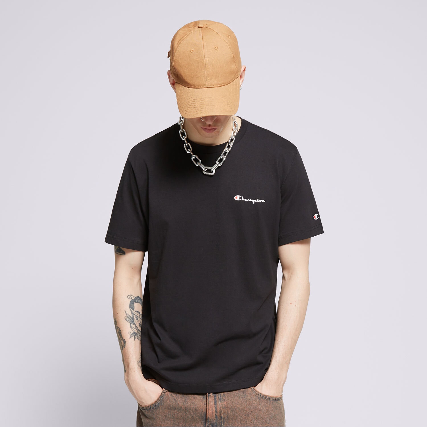 pánské tričko CHAMPION TRIČKO CREWNECK 219838KK001 ČERNÁ