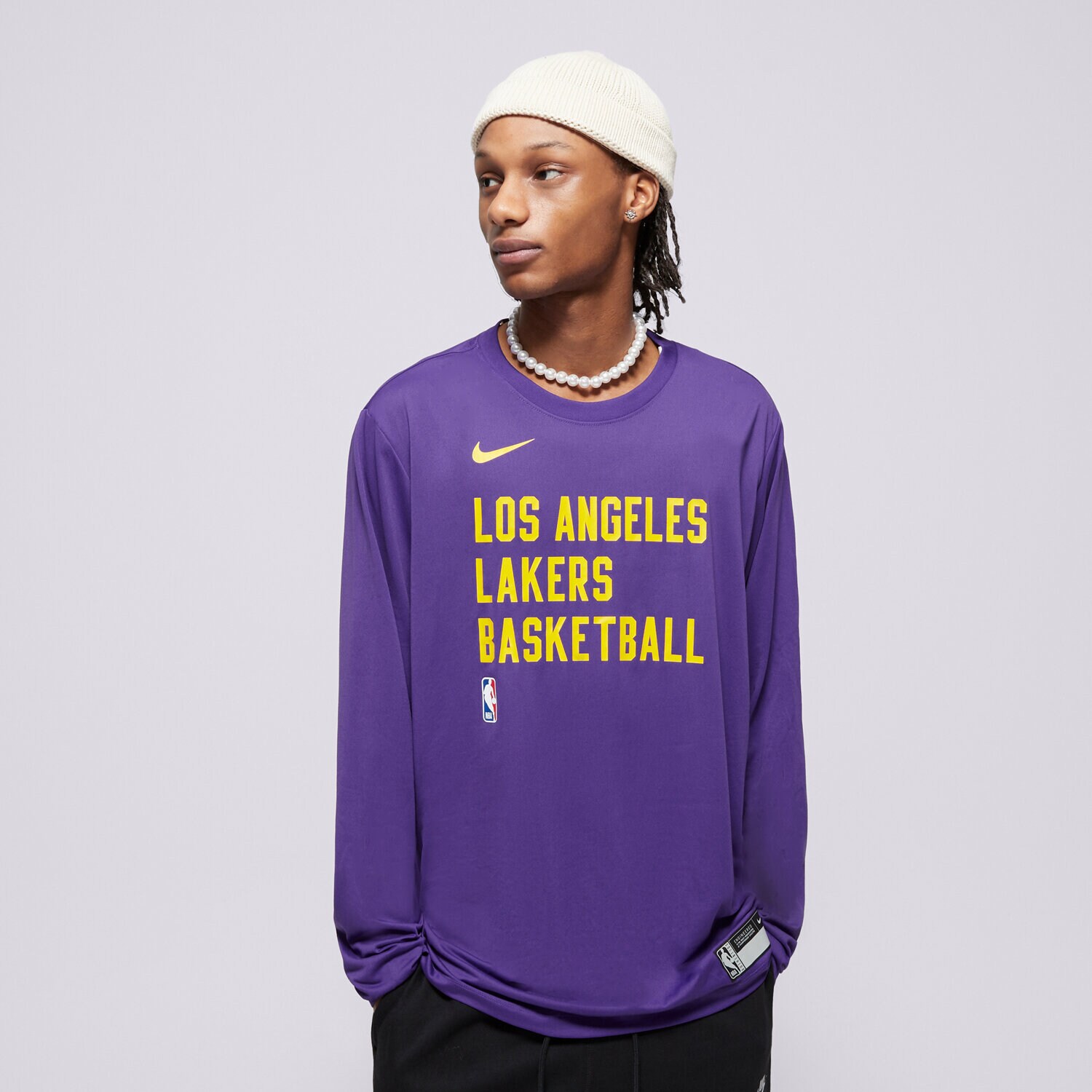 pánské tričko NIKE TRIČKO LAL M NK DF ES PRT LS TEE NBA FD9953-504 FIALOVÁ