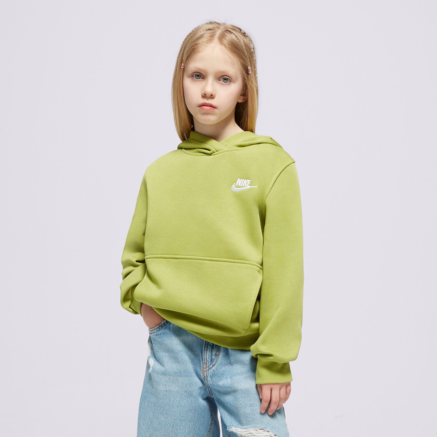 dětská mikina NIKE MIKINA K NSW CLUB FLC HDY LBR BOY FD3000-377 ZELENÁ