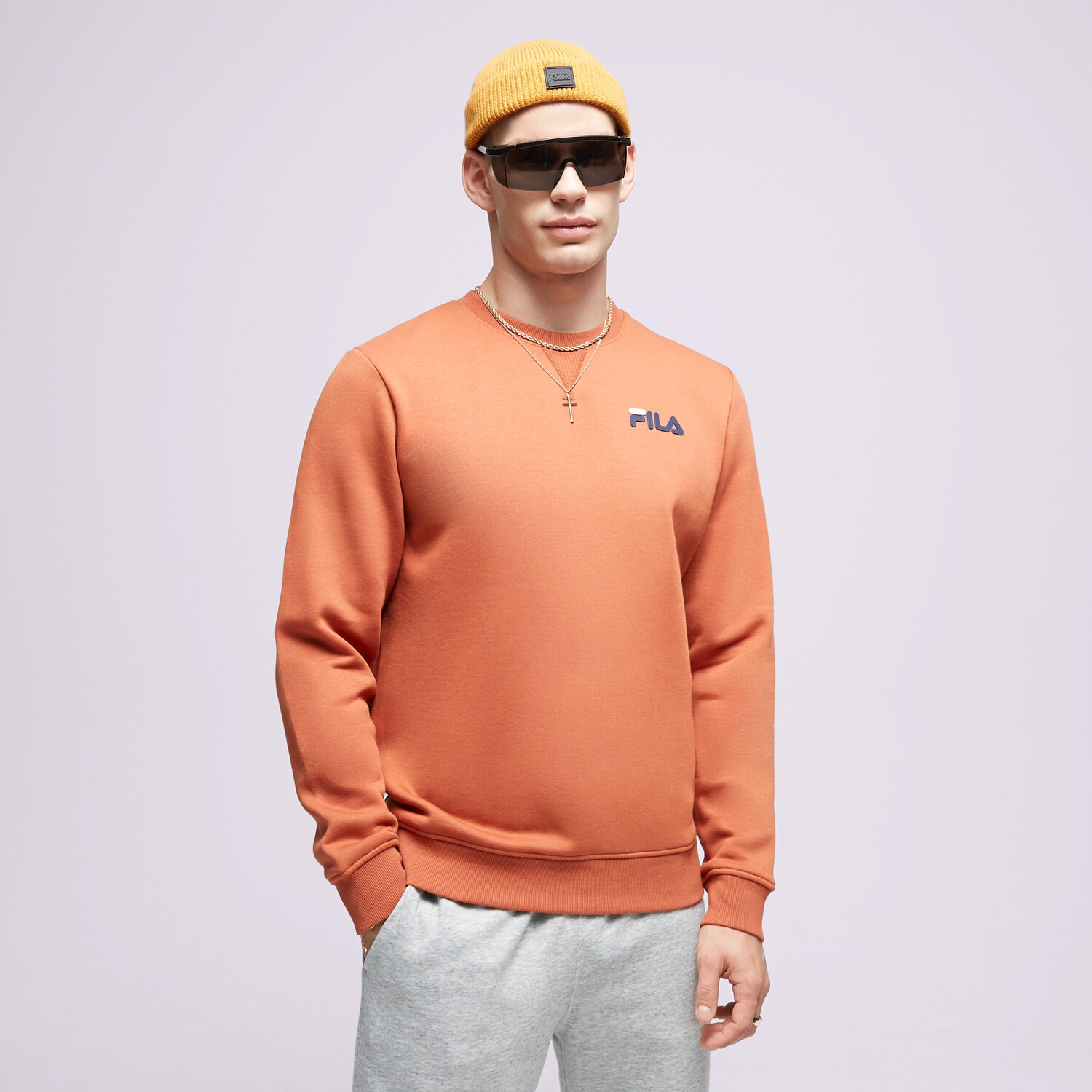 pánská mikina FILA MIKINA ROONEY FW21SPM227971 HNĚDÁ