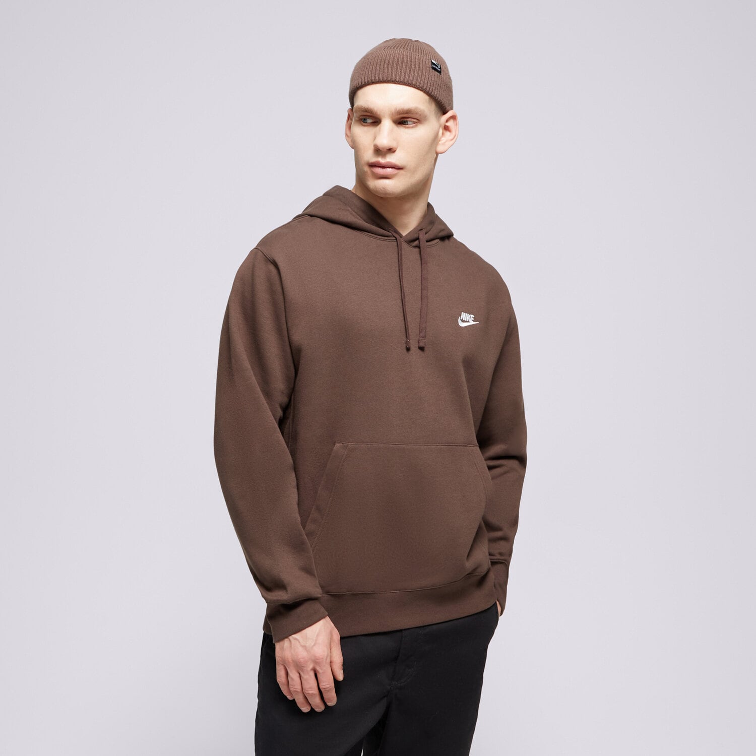 pánská mikina NIKE MIKINA S KAPUCÍ SPORTSWEAR CLUB FLEECE BV2654-237 HNĚDÁ