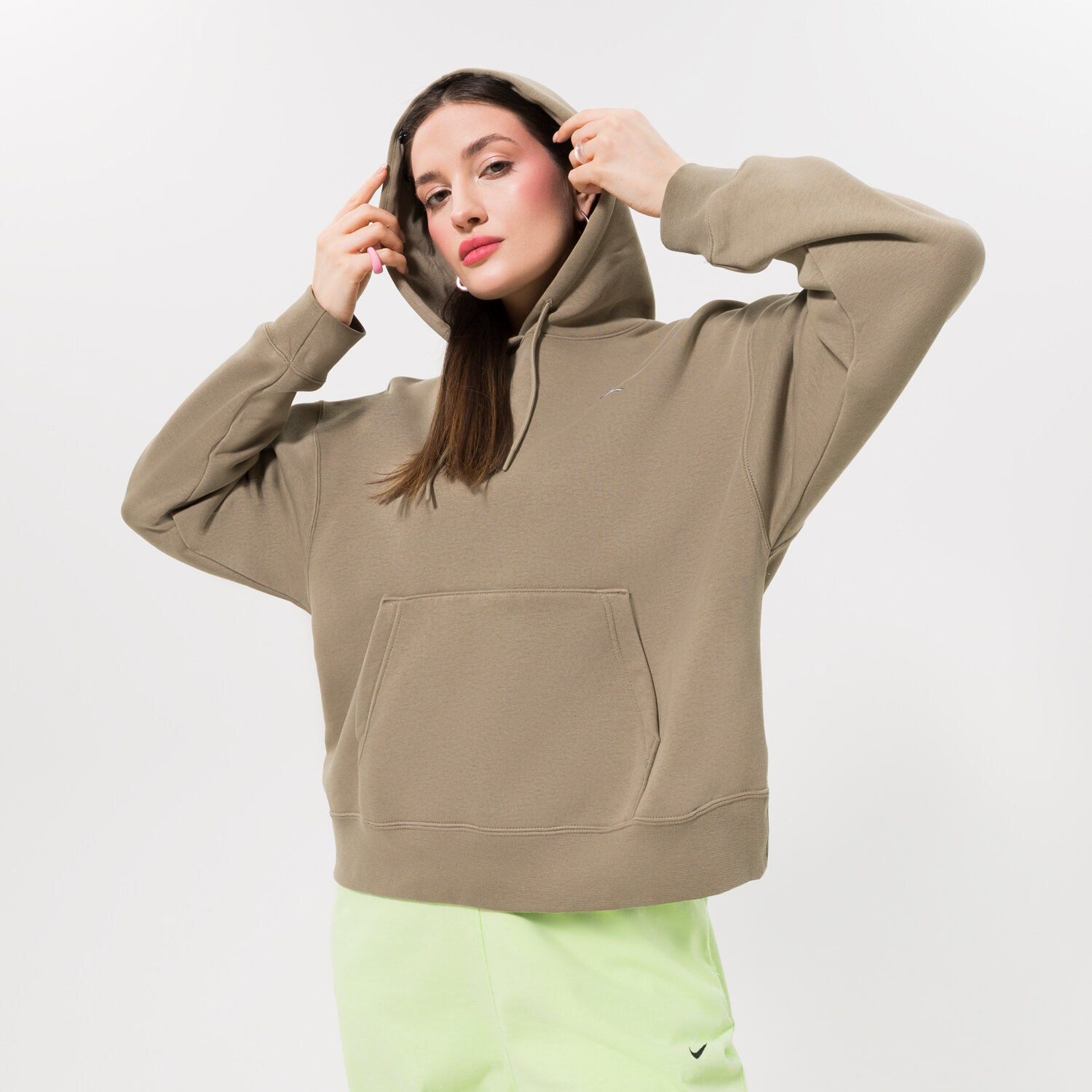 dámská mikina JORDAN MIKINA S KAPUCÍ W J BRKLN FLC PO DQ4458-352 ZELENÁ