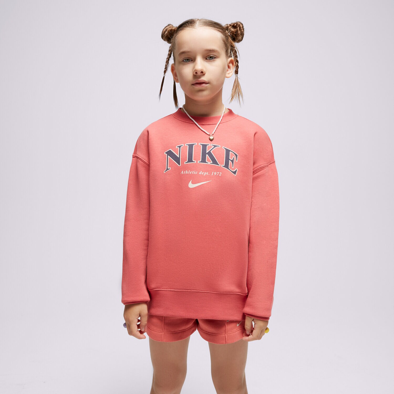 dětská mikina NIKE MIKINA G NSW OOS TREND CREW PRNT FJ5286-655 RŮŽOVÁ