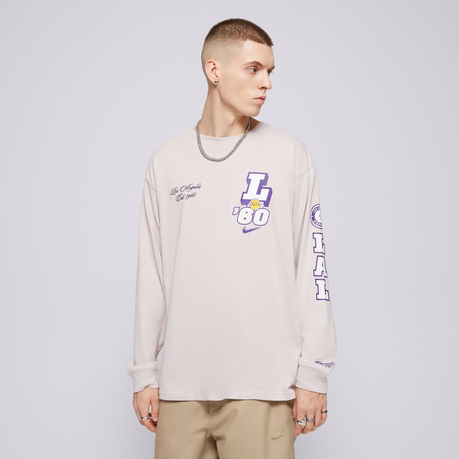 pánské tričko NIKE TRIČKO LAL M NK CTS OGC VSY LS TEE NBA HF0917-019 FIALOVÁ