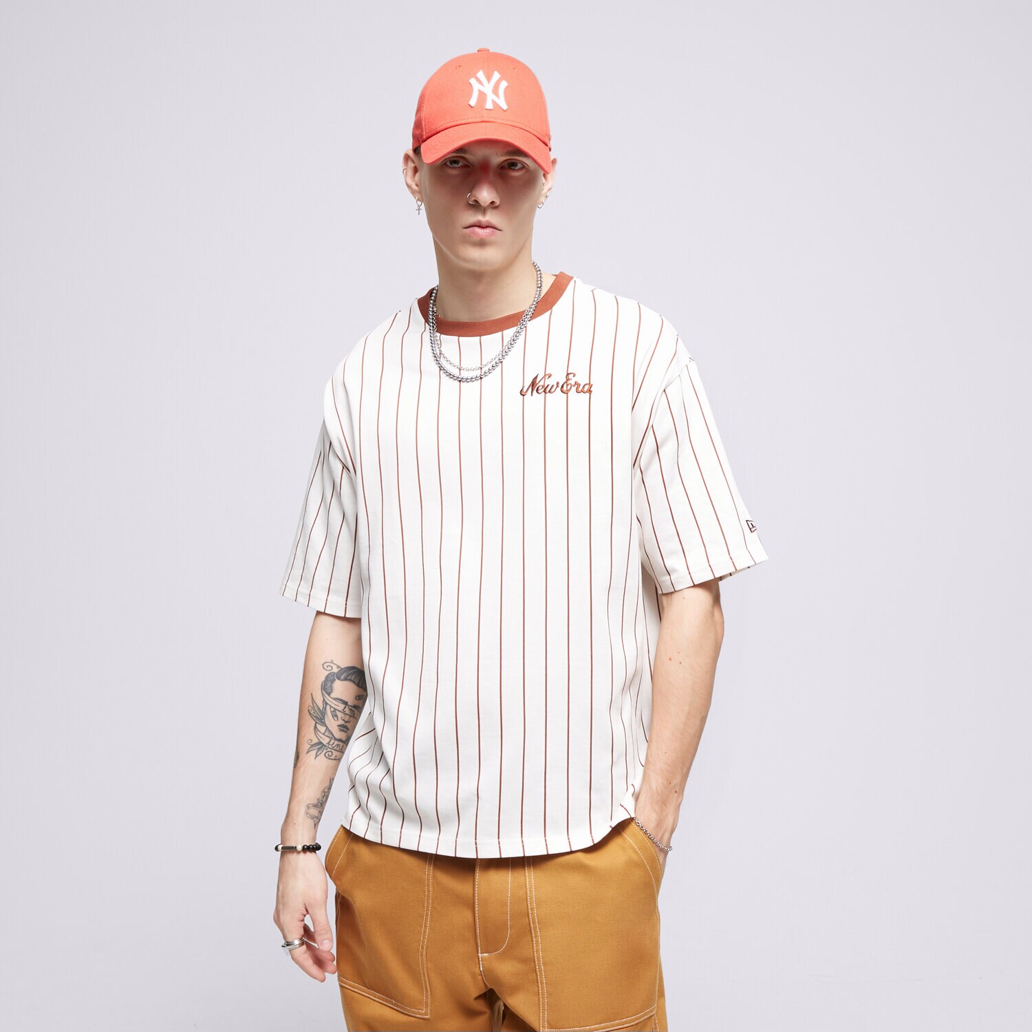 pánské tričko NEW ERA TRIČKO NE PINSTRIPE OS 60424405 BÉŽOVÁ