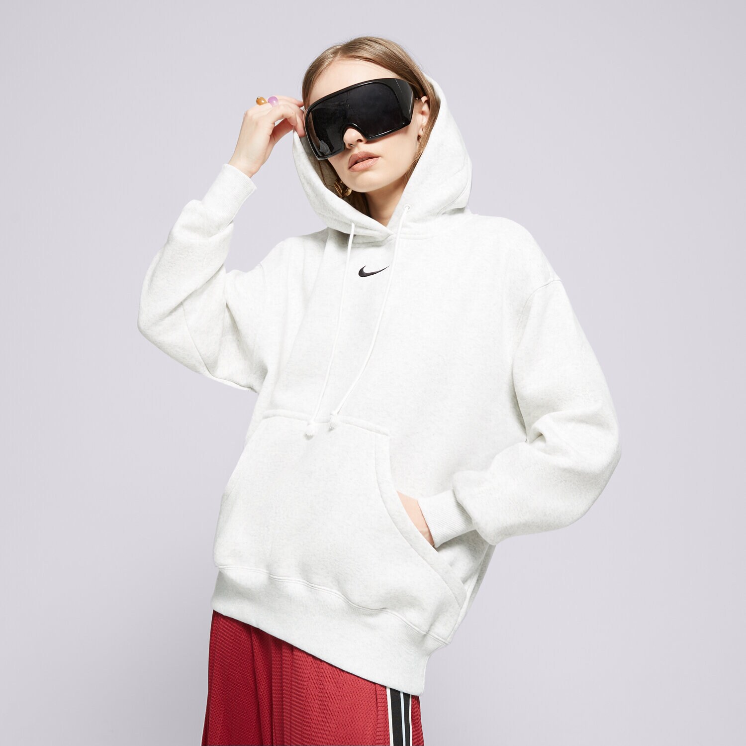 dámská mikina NIKE MIKINA S KAPUCÍ W NSW PHNX FLC OS PO HOODIE DQ5860-051 ŠEDÁ