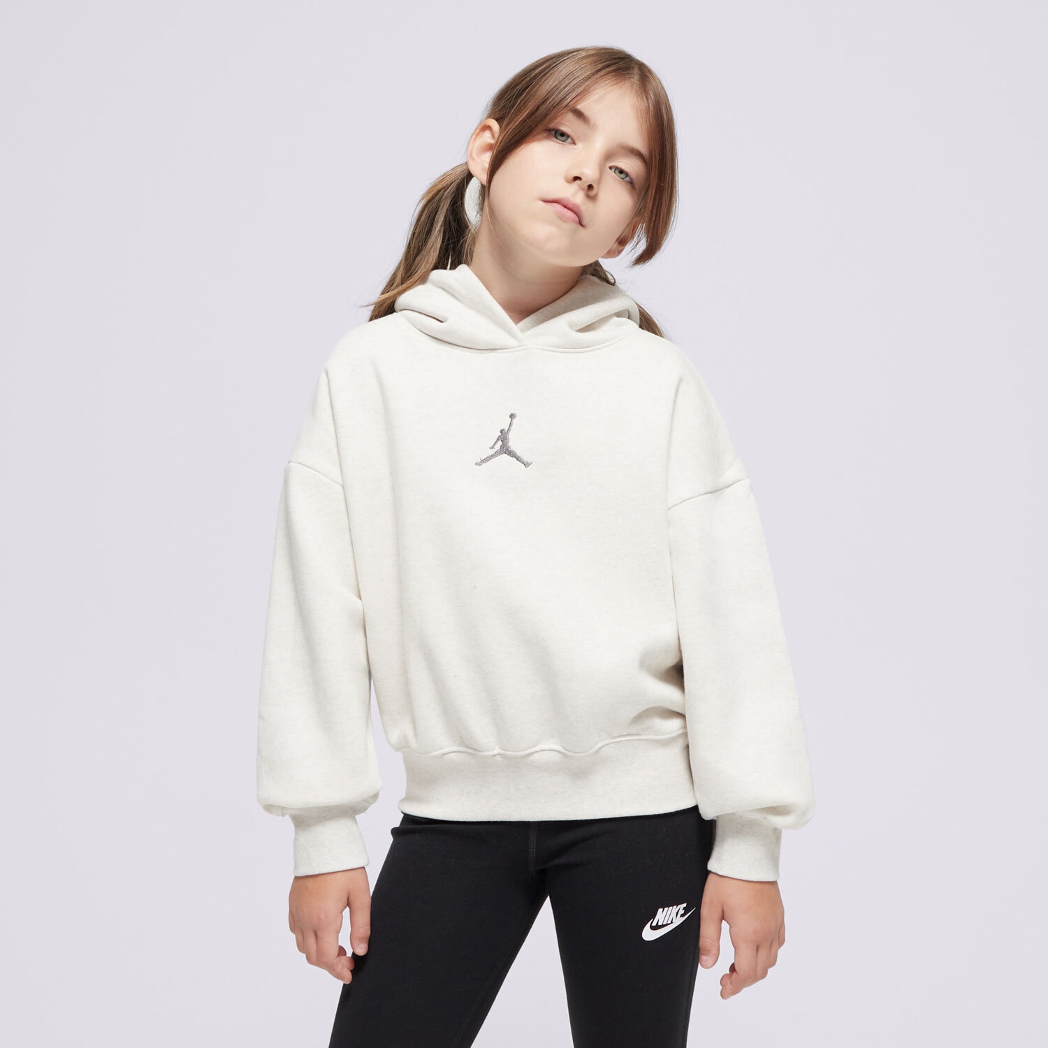 dětská mikina JORDAN MIKINA S KAPUCÍ ICON PLAY PO HOODIE GIRL G 45C695-W6N BÉŽOVÁ